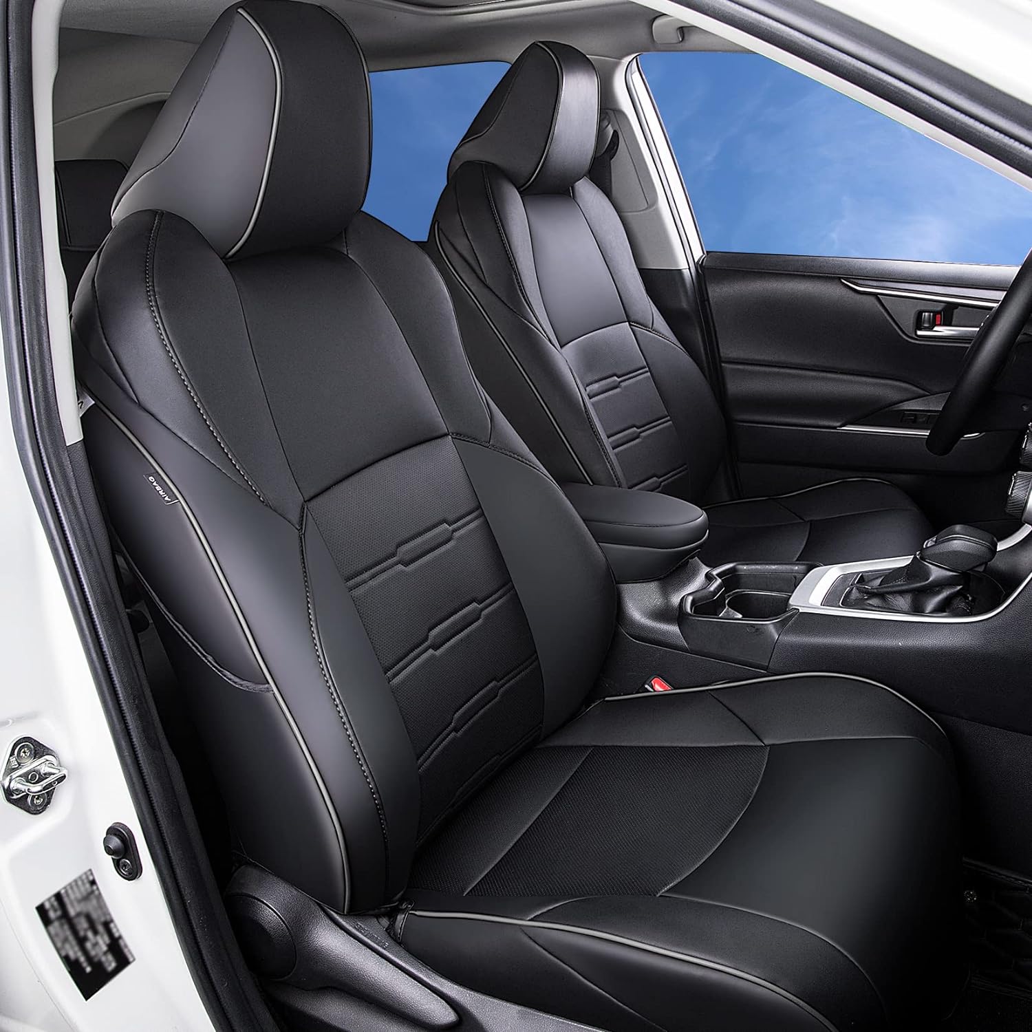 Custom Fit for Toyota RAV4 2013 2014 2015 2016 2017 2018 Car Seat Covers with Waterproof Faux Leather Full Set (Beige, RAV4 2013-2018)