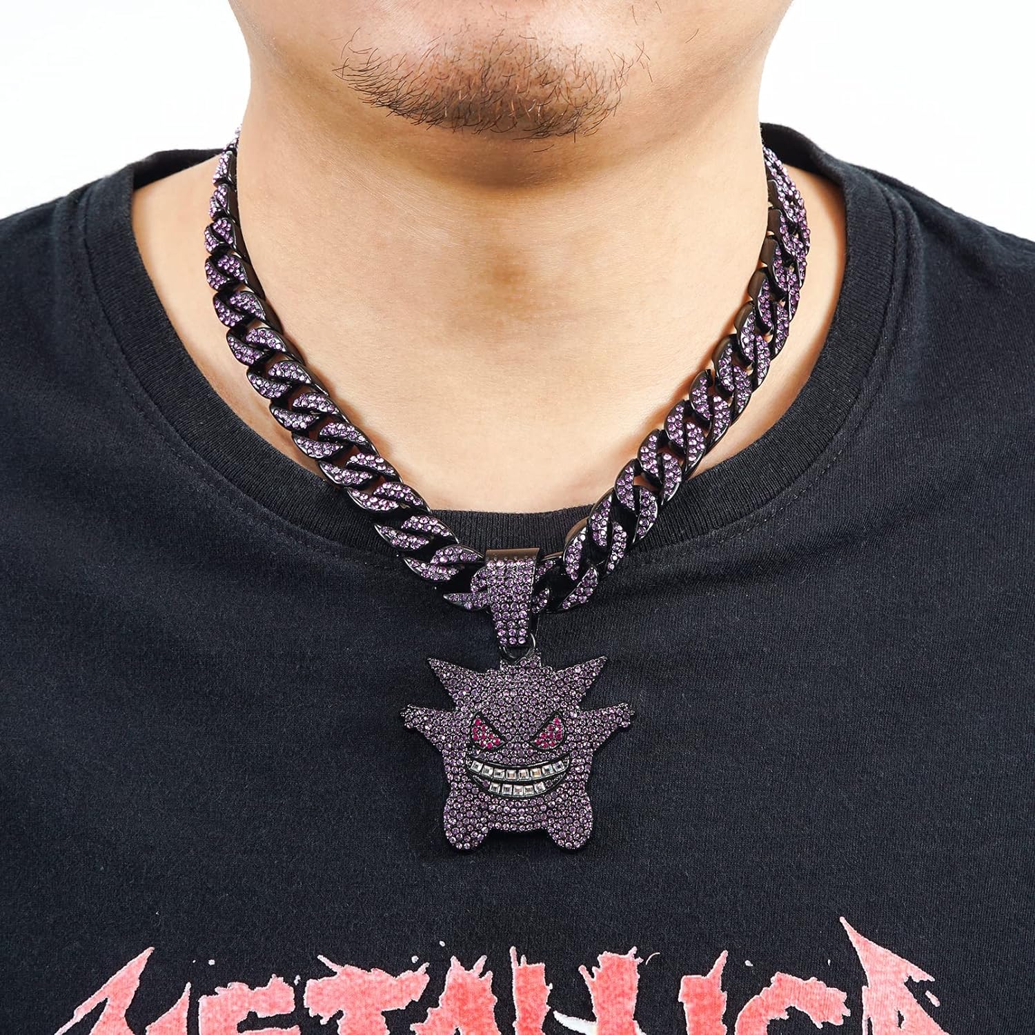 Miami Mens Cuban Link Chain Silver Gold Plated Bling Cuban Necklace Diamond Chain for Men 13MM iced out chain Hip Hop Jewelry，8.5/18/20/24 Inch Length-With metal gift box.