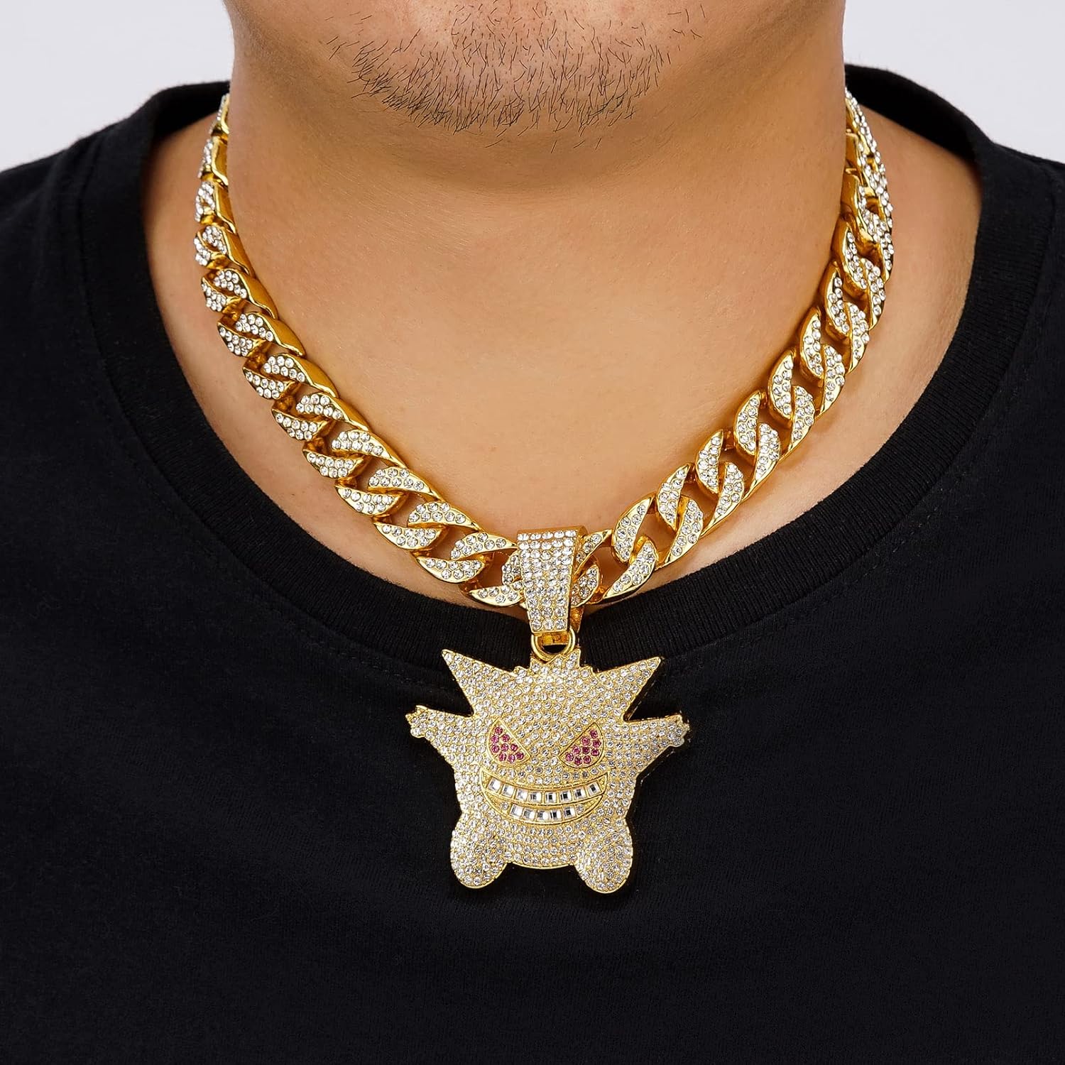 Miami Mens Cuban Link Chain Silver Gold Plated Bling Cuban Necklace Diamond Chain for Men 13MM iced out chain Hip Hop Jewelry，8.5/18/20/24 Inch Length-With metal gift box.