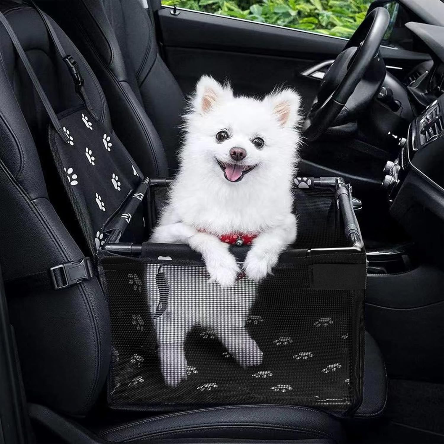 GENORTH Dog Car Seats for Medium Dogs 20lbs,Upgrade Dog Booster Seat Folding Puppy Car Seat for Small to Medium Pet