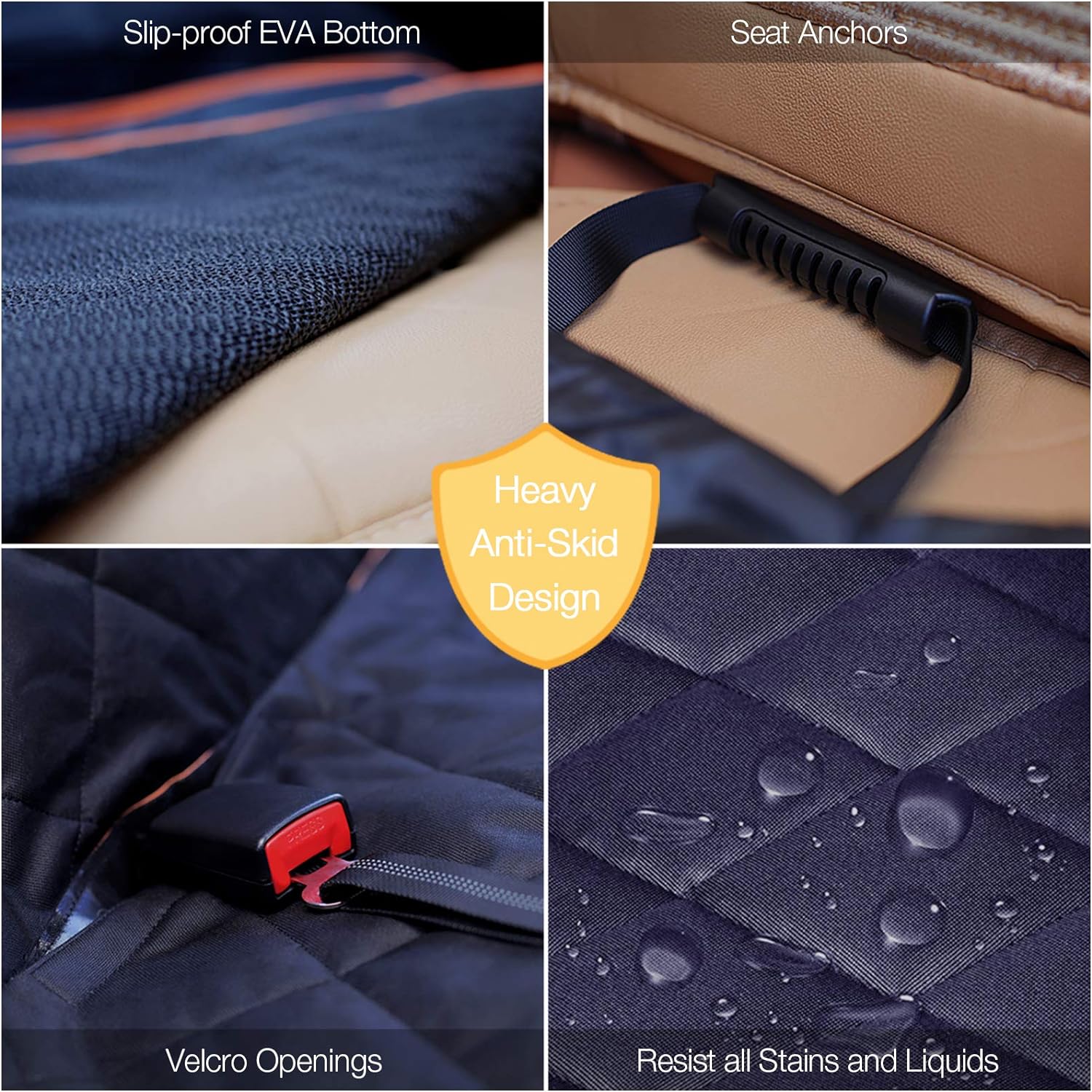 Dog Car Seat Covers for Back Seat of Cars/Trucks/SUV, Waterproof Dog Car Hammock with Mesh Window, Side Flaps and Dog Seat Belt, Durable Anti-Scratch Nonslip Machine Washable Pet Car Seat Cover