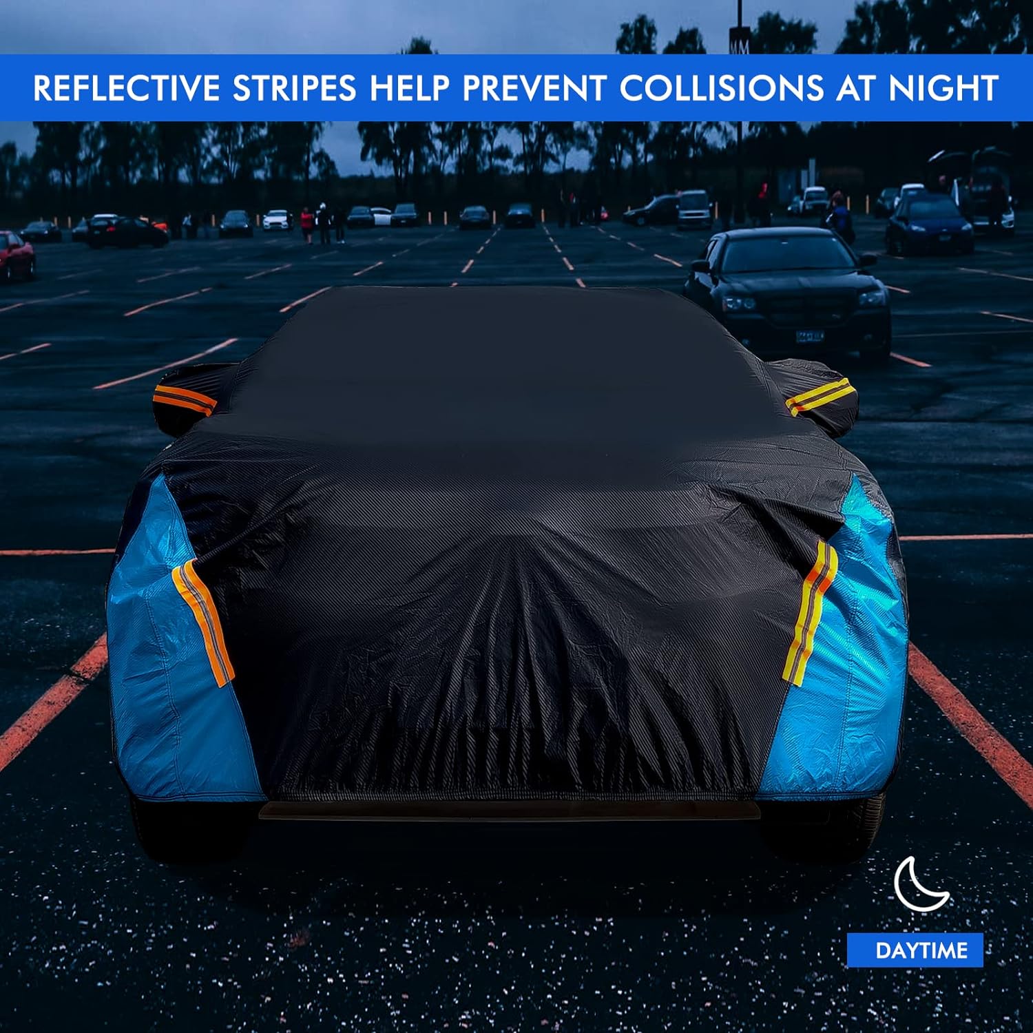 Car Cover Waterproof All Weather for Automobiles, 6 Layers Outdoor Full Exterior Cover Rain Sun UV Snowproof Protection with Zipper Cotton, Mirror Pocket for Sedan (190-195 inch)