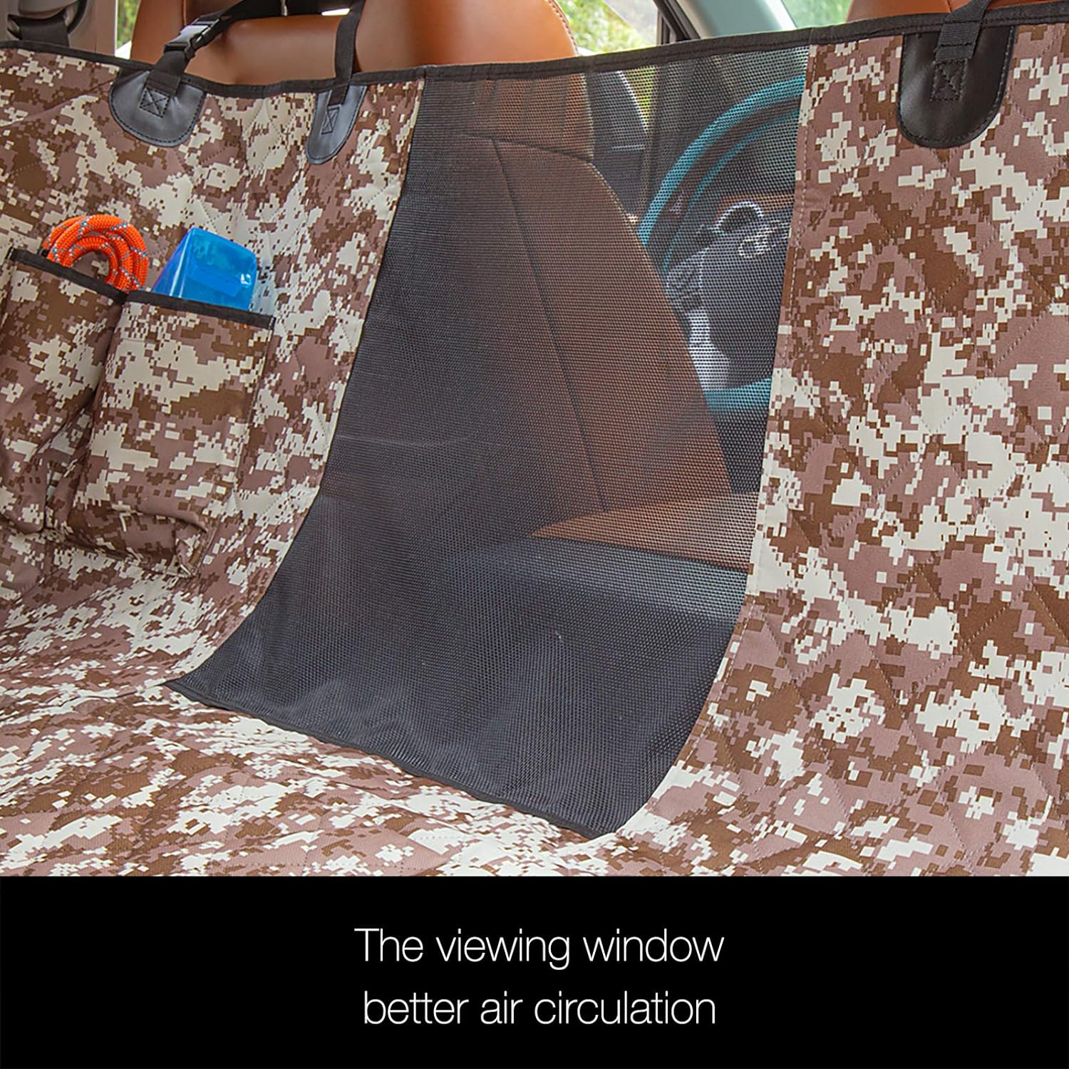 Dog Car Seat Covers for Back Seat of Cars/Trucks/SUV, Waterproof Dog Car Hammock with Mesh Window, Side Flaps and Dog Seat Belt, Durable Anti-Scratch Nonslip Machine Washable Pet Car Seat Cover