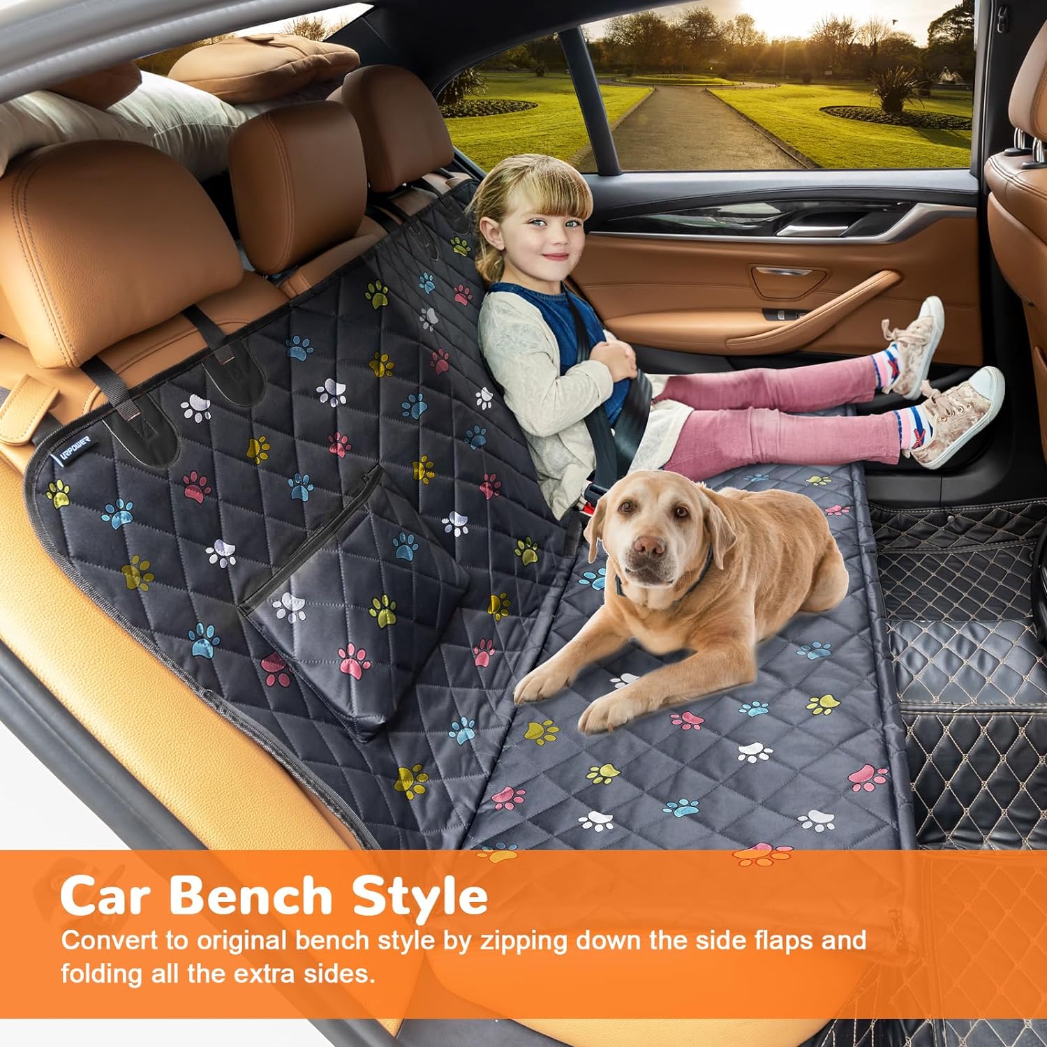 Dog Car Seat Cover for Pets 100% Waterproof Seat Cover Hammock 600D Heavy Duty Scratch Proof Nonslip Durable Soft Back Seat Covers for Cars Trucks and SUVs