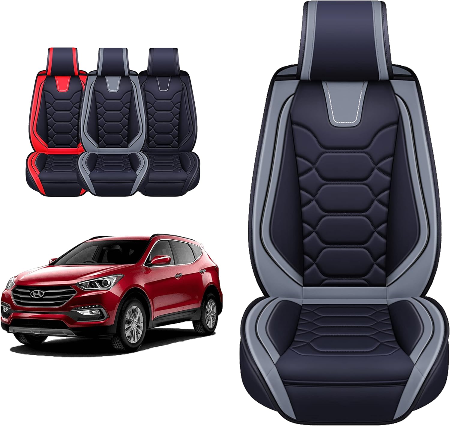 Custom Leather Seat Covers Compatible with Hyundai Santa Fe 2013-2023 (Full Set)
