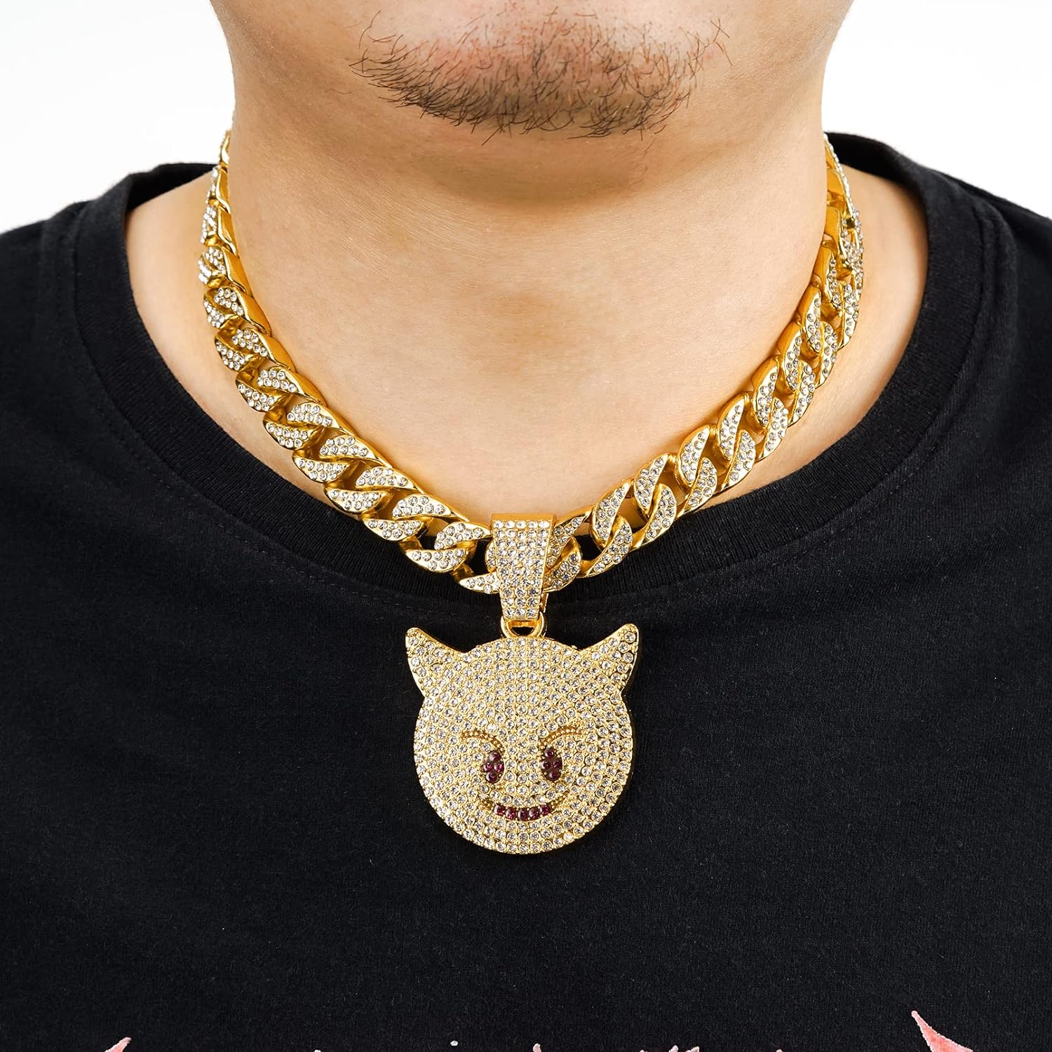 Miami Mens Cuban Link Chain Silver Gold Plated Bling Cuban Necklace Diamond Chain for Men 13MM iced out chain Hip Hop Jewelry，8.5/18/20/24 Inch Length-With metal gift box.