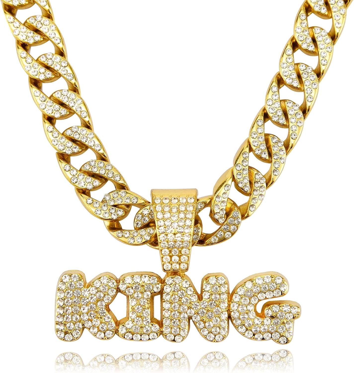 Miami Mens Cuban Link Chain Silver Gold Plated Bling Cuban Necklace Diamond Chain for Men 13MM iced out chain Hip Hop Jewelry，8.5/18/20/24 Inch Length-With metal gift box.