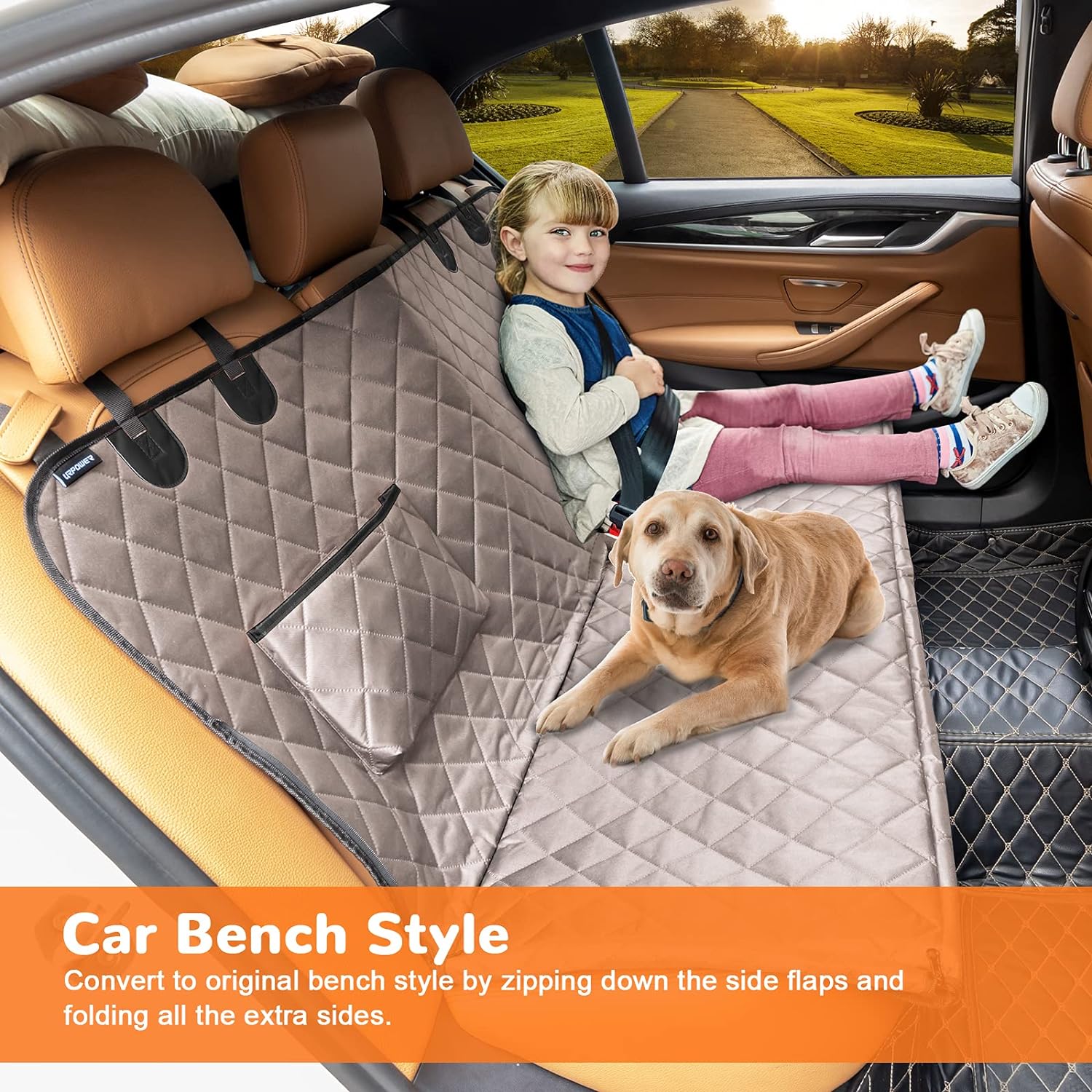 Dog Car Seat Cover for Pets 100% Waterproof Seat Cover Hammock 600D Heavy Duty Scratch Proof Nonslip Durable Soft Back Seat Covers for Cars Trucks and SUVs
