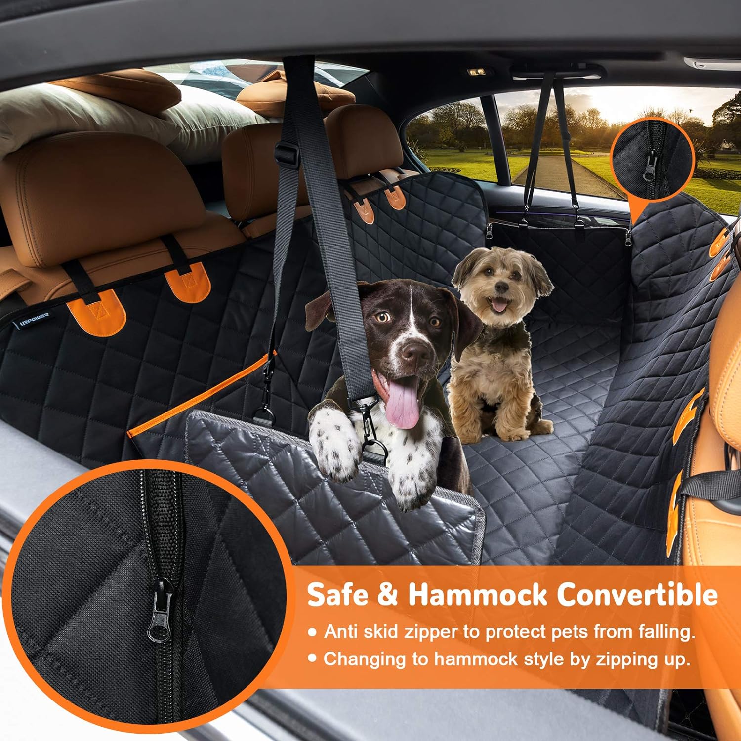 Dog Car Seat Cover for Pets 100% Waterproof Seat Cover Hammock 600D Heavy Duty Scratch Proof Nonslip Durable Soft Back Seat Covers for Cars Trucks and SUVs