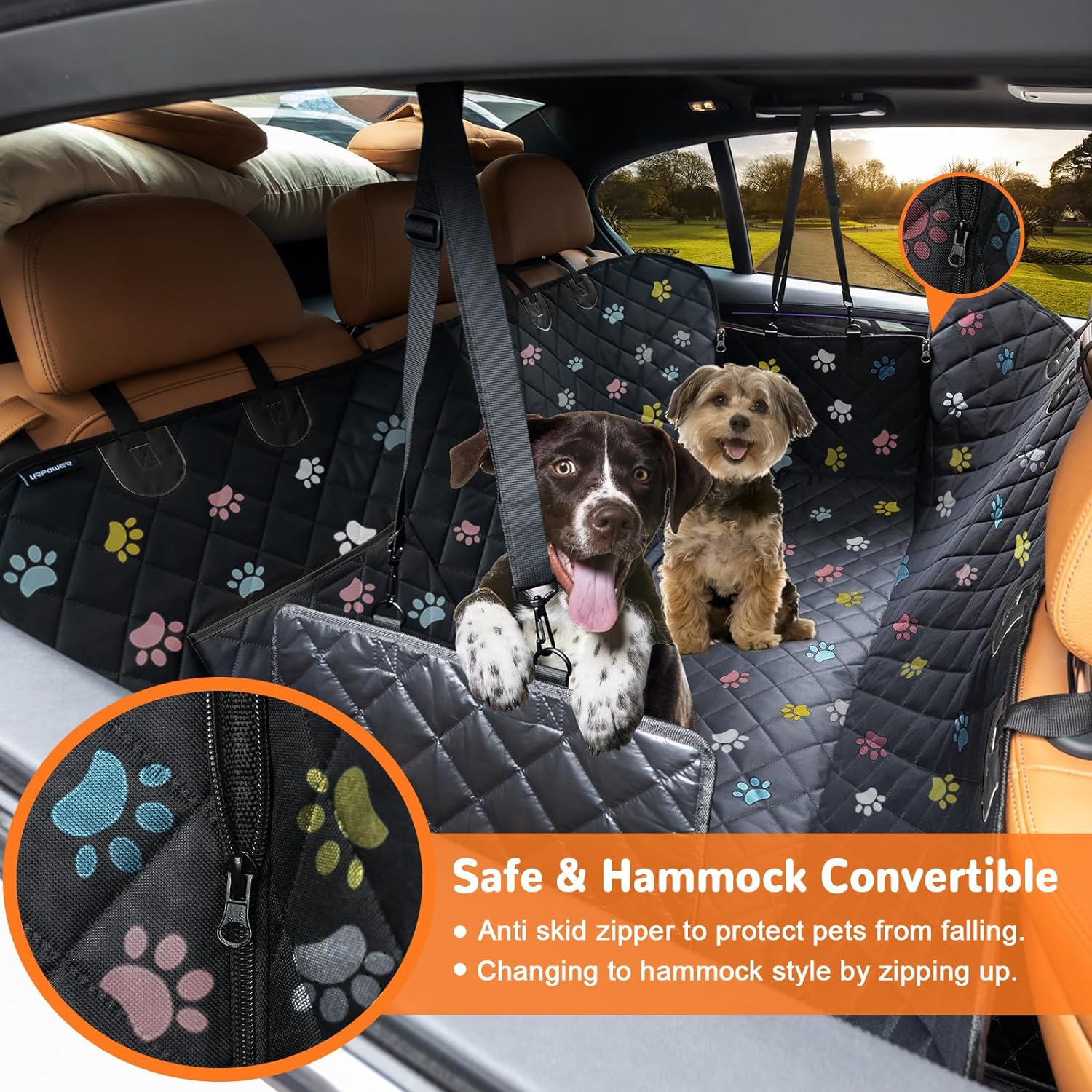 Dog Car Seat Cover for Pets 100% Waterproof Seat Cover Hammock 600D Heavy Duty Scratch Proof Nonslip Durable Soft Back Seat Covers for Cars Trucks and SUVs
