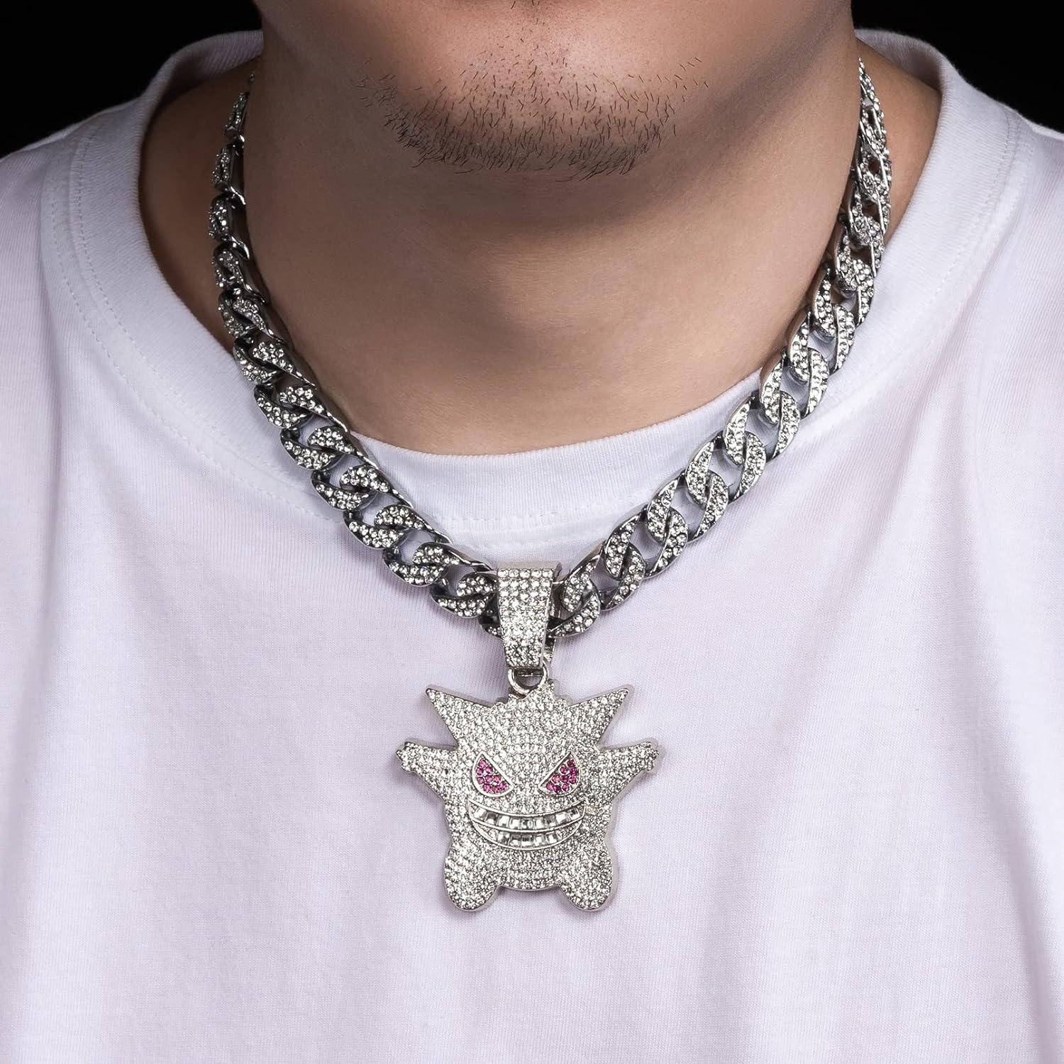 Miami Mens Cuban Link Chain Silver Gold Plated Bling Cuban Necklace Diamond Chain for Men 13MM iced out chain Hip Hop Jewelry，8.5/18/20/24 Inch Length-With metal gift box.