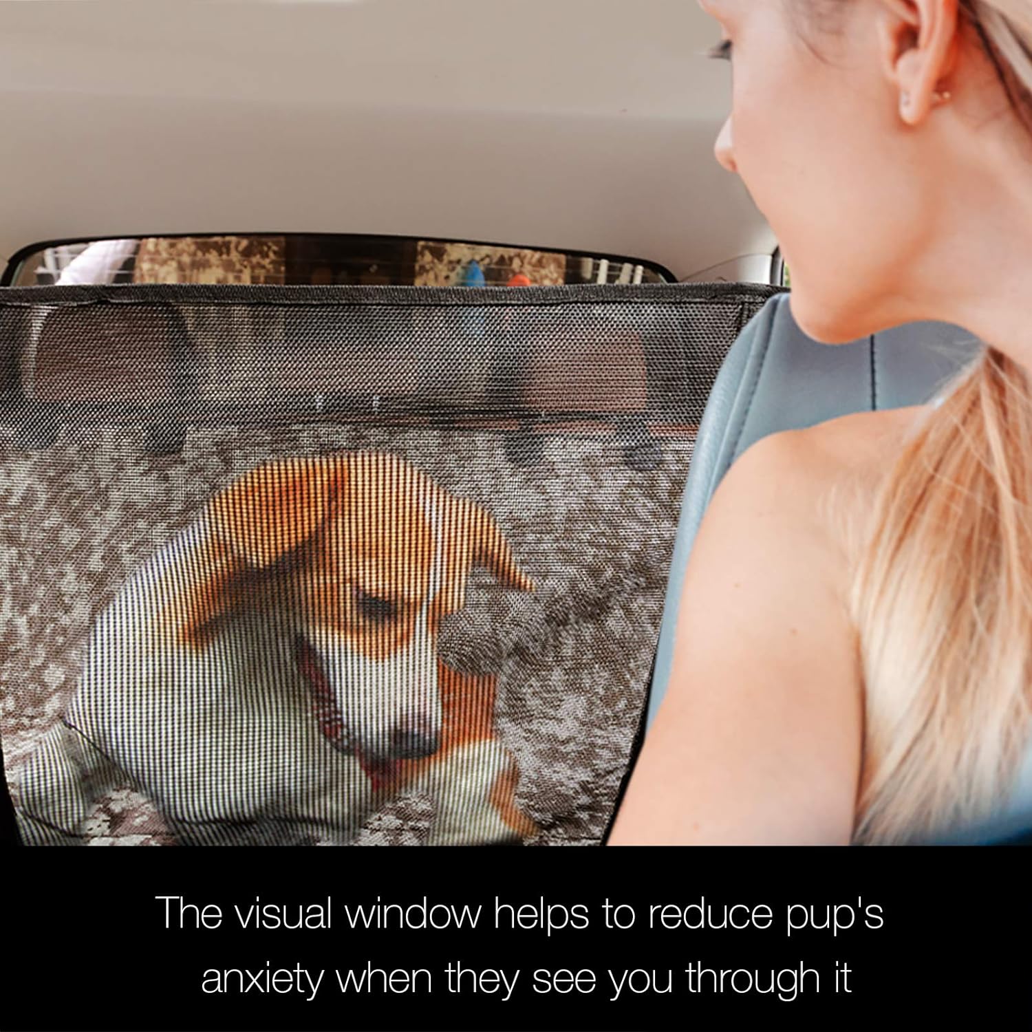 Dog Car Seat Covers for Back Seat of Cars/Trucks/SUV, Waterproof Dog Car Hammock with Mesh Window, Side Flaps and Dog Seat Belt, Durable Anti-Scratch Nonslip Machine Washable Pet Car Seat Cover