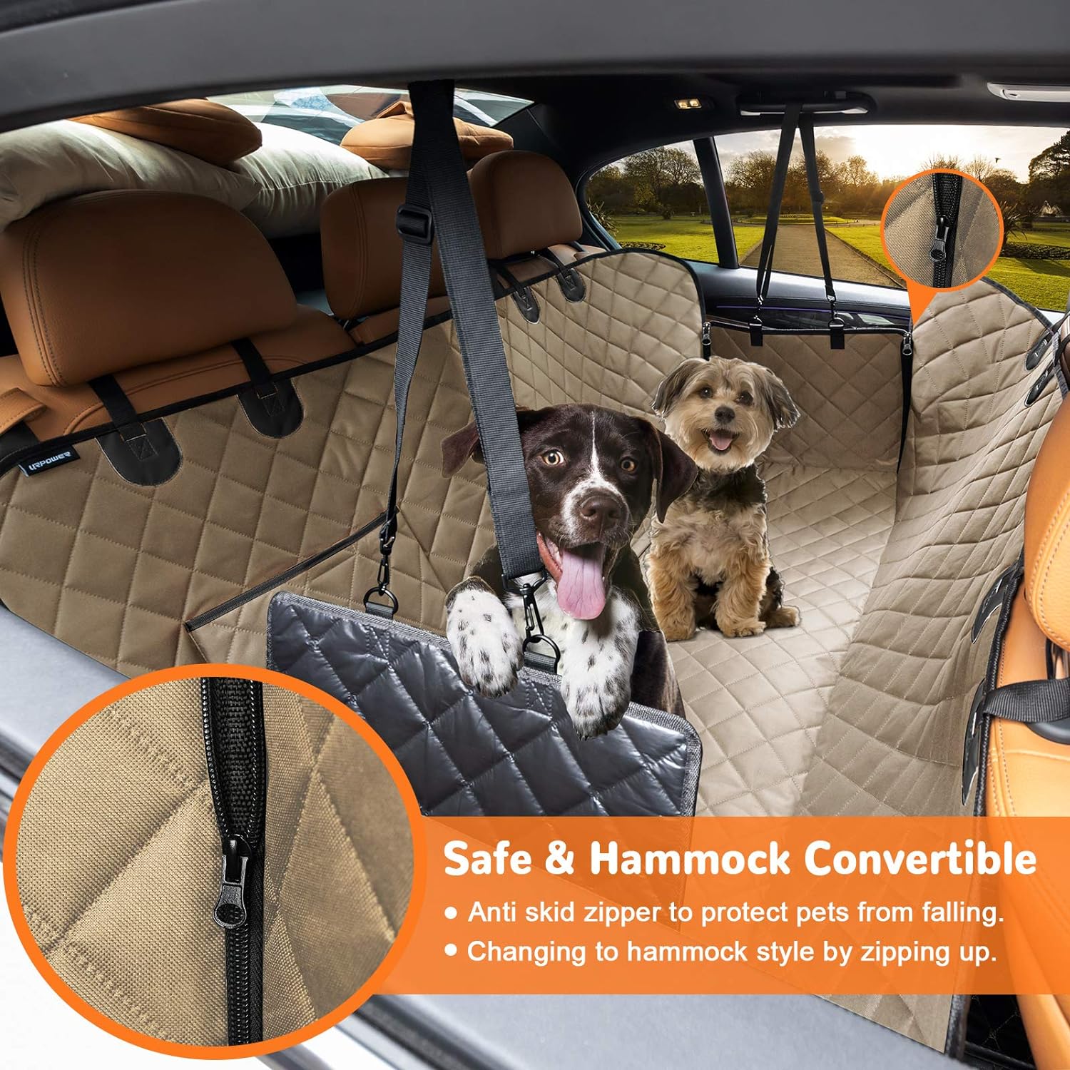 Dog Car Seat Cover for Pets 100% Waterproof Seat Cover Hammock 600D Heavy Duty Scratch Proof Nonslip Durable Soft Back Seat Covers for Cars Trucks and SUVs