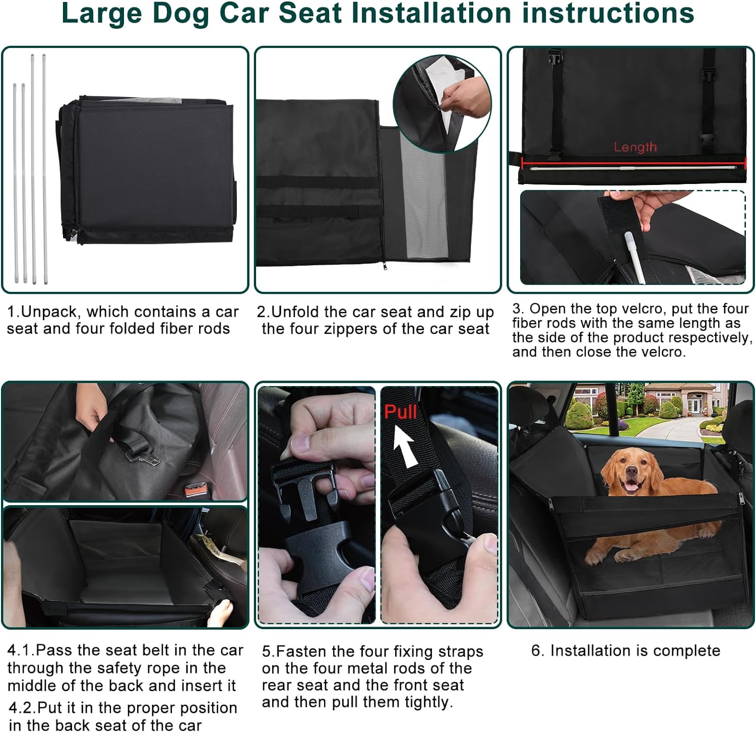 Ventilated and Breathable 29.5" Extra Large Dog Car Seat,for Up to 70 lbs or 2 Small Dogs Seat Extender for Dogs