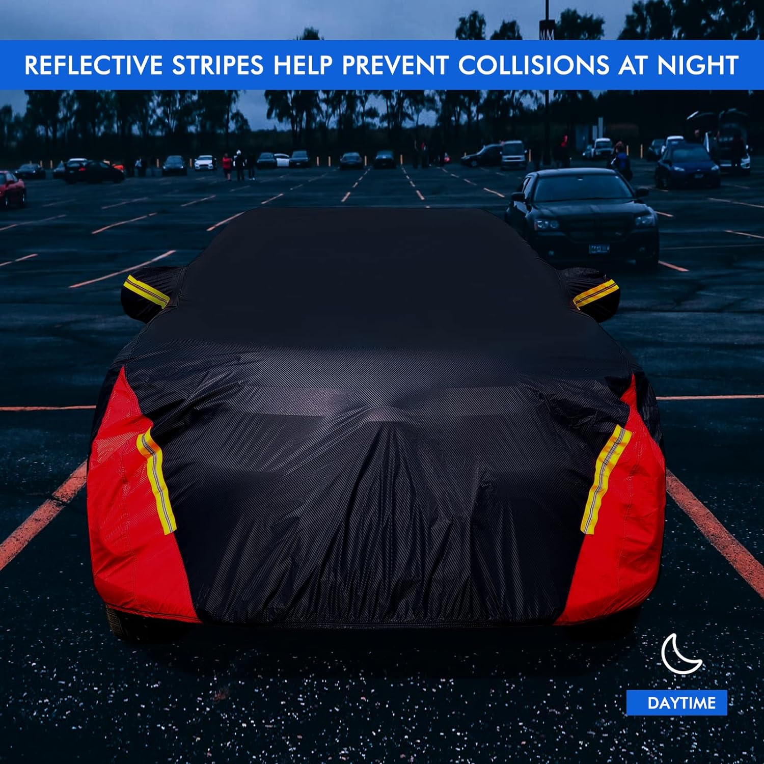 Car Cover Waterproof All Weather for Automobiles, 6 Layers Outdoor Full Exterior Cover Rain Sun UV Snowproof Protection with Zipper Cotton, Mirror Pocket for Sedan (190-195 inch)