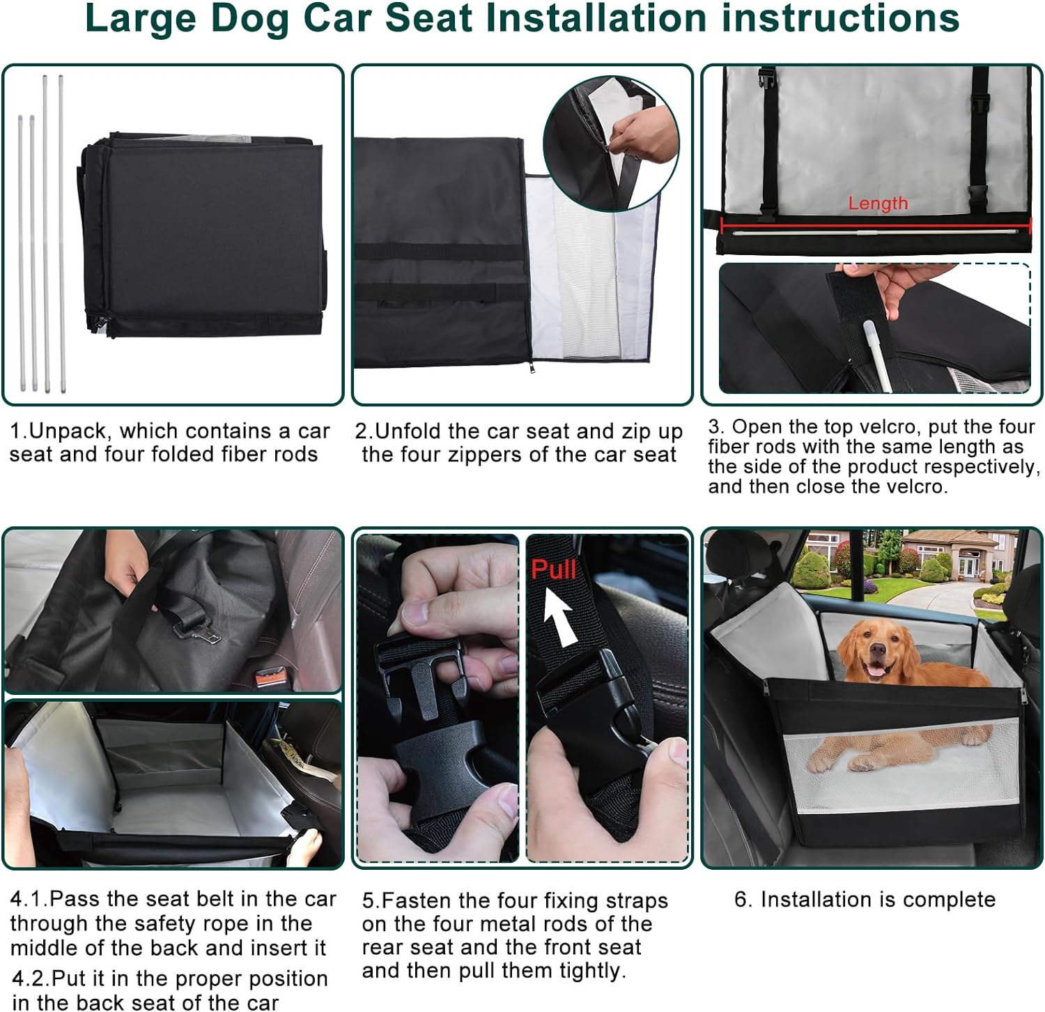 Ventilated and Breathable 29.5" Extra Large Dog Car Seat,for Up to 70 lbs or 2 Small Dogs Seat Extender for Dogs