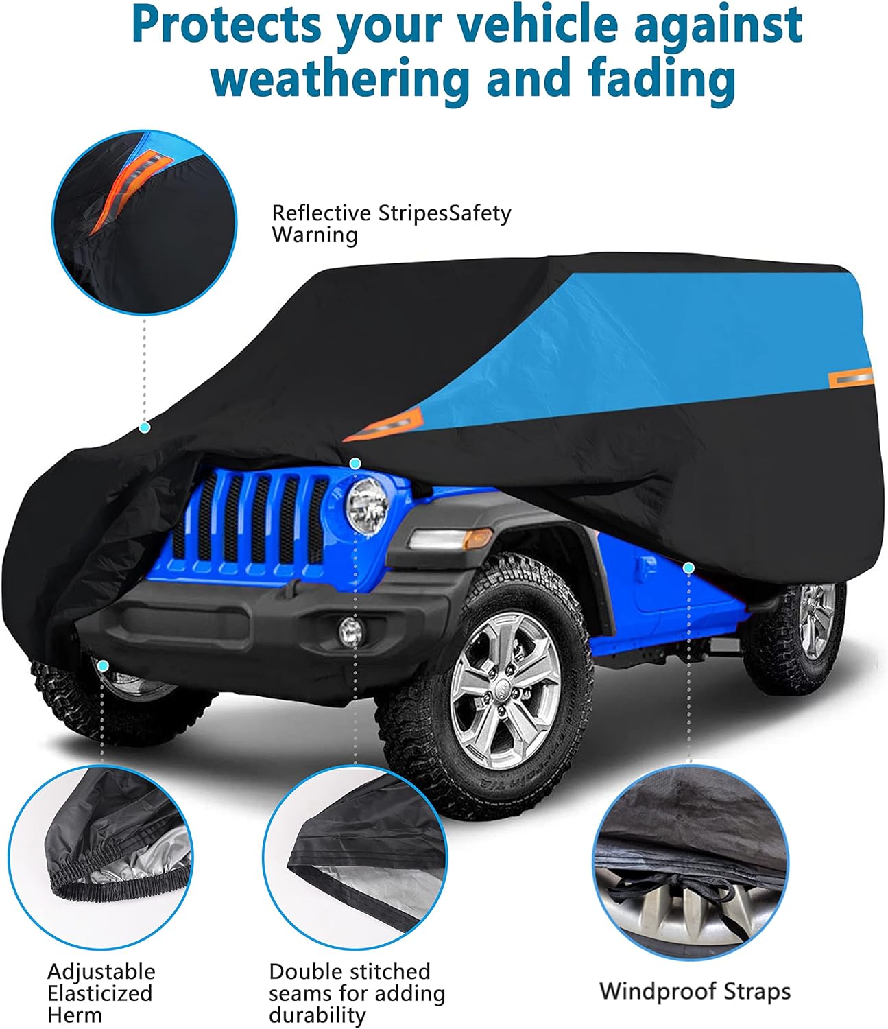 MORNYRAY Waterproof Car Cover All Weather Snowproof UV Protection Windproof Outdoor Full car Cover, Universal Fit for Sedan (Fit Sedan Length 194-206 inch, Blue)