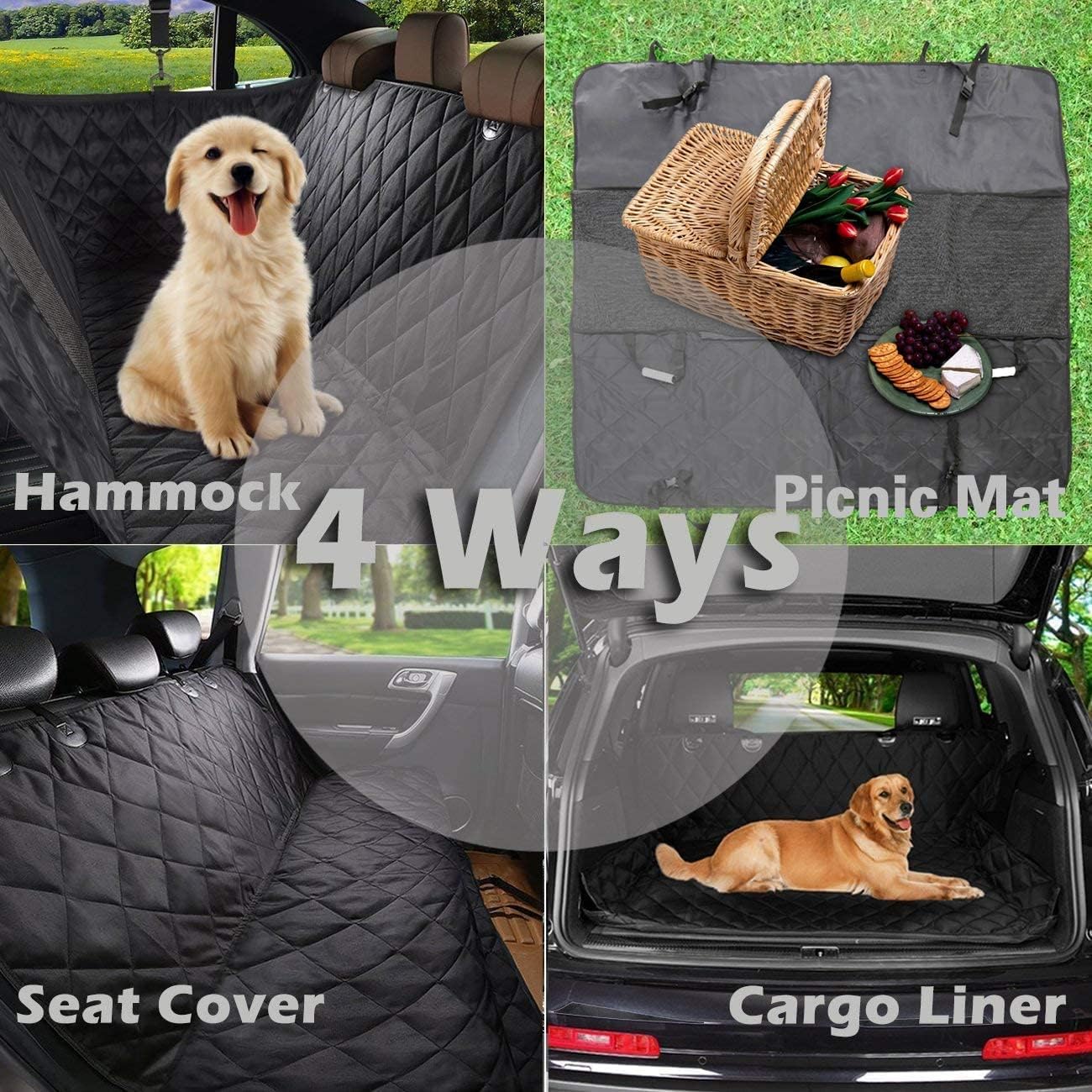 Eshen Dog Car Seat Cover Waterproof Pet Car Seat Covers Protector Hammock for Dogs, Black, Black
