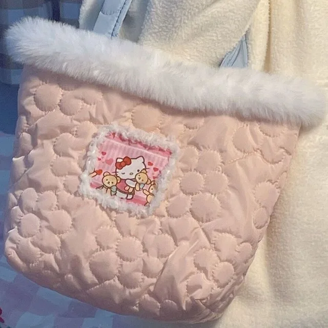 Kawaii Hello Kitty Handbag Y2K Cartoon Anime Plush Underarm Bag Student Handbag High Capacity Kawaii Girl Gift Heart