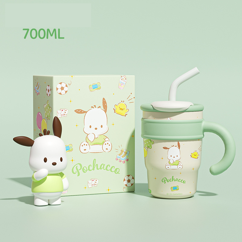 Sanrio Hello Kitty Vacuum Insulated Stainless Steel Travel Tumbler with Splash-Proof Lid, Includes Reusable Plastic Straw and Fits in Car Cup Holders