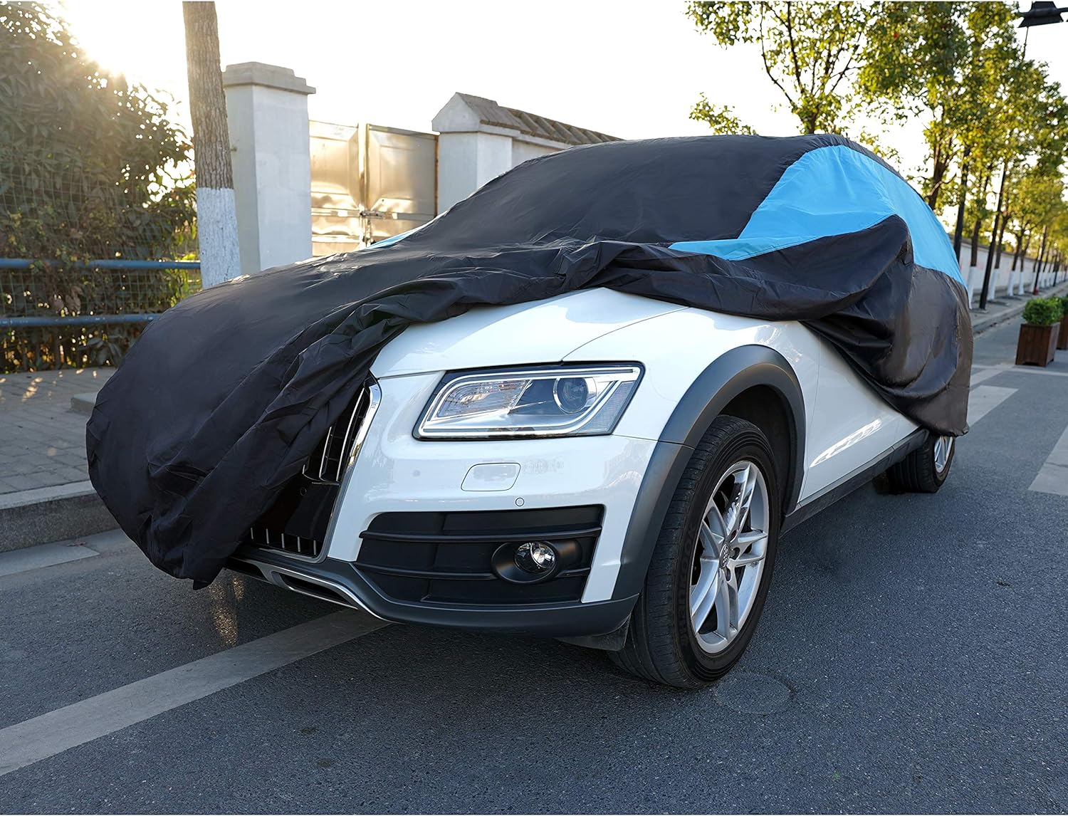 MORNYRAY Waterproof Car Cover All Weather Snowproof UV Protection Windproof Outdoor Full car Cover, Universal Fit for Sedan (Fit Sedan Length 194-206 inch, Blue)