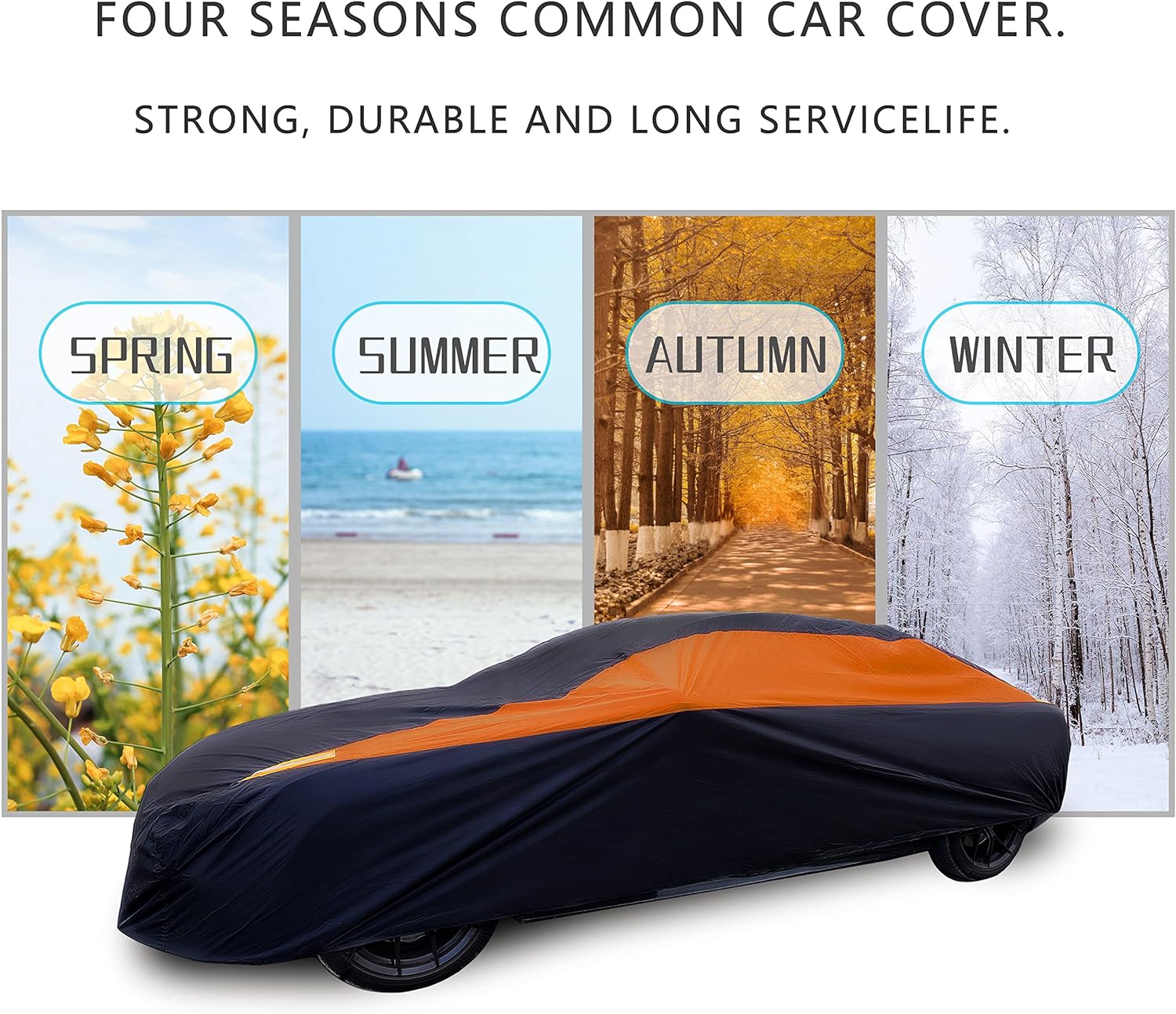 MORNYRAY Waterproof Car Cover All Weather Snowproof UV Protection Windproof Outdoor Full car Cover, Universal Fit for Sedan (Fit Sedan Length 194-206 inch, Blue)