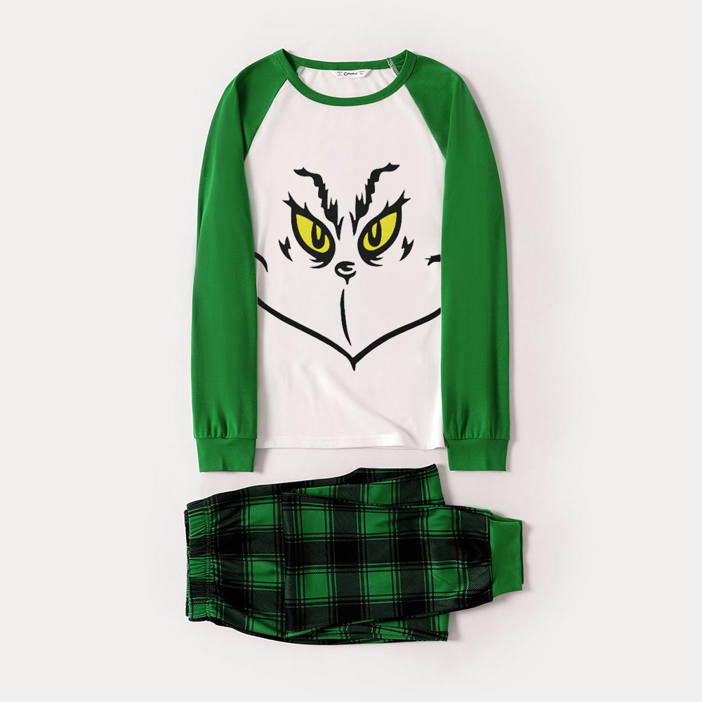 Christmas Cartoon Face Print Family Matching Raglan Long-sleeve Pajamas Sets