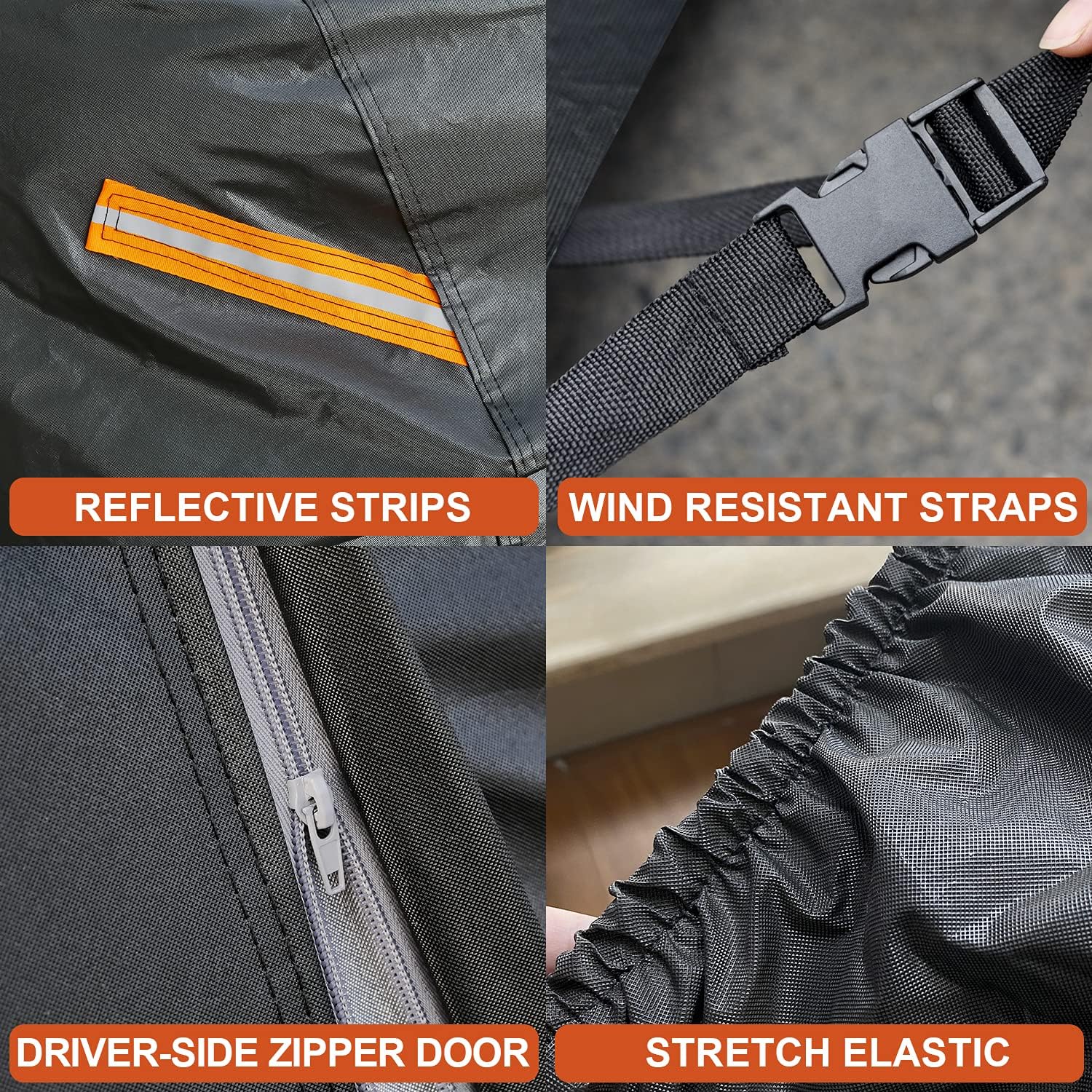 Car Cover Waterproof All Weather for Automobiles, Outdoor Full Cover Rain Sun UV Protection with Zipper Cotton, Size A2 3XL Universal Fit for Sedan (186-193 inch)