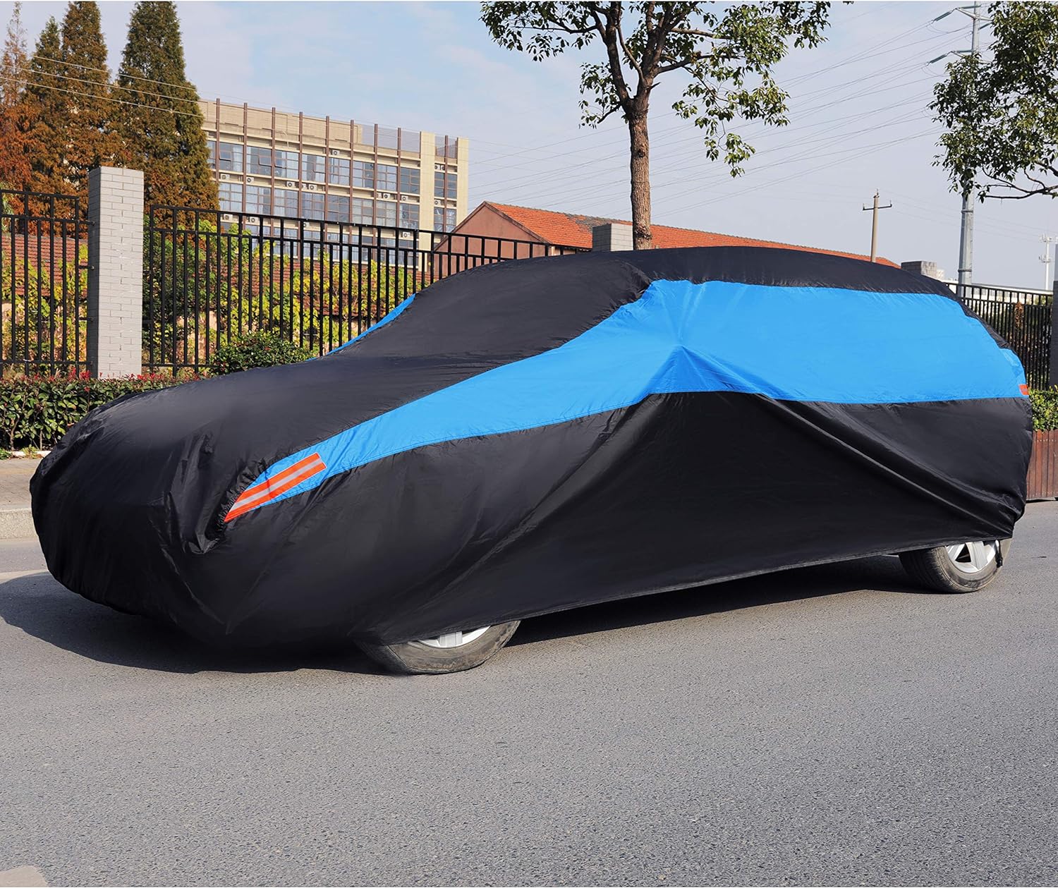 MORNYRAY Waterproof Car Cover All Weather Snowproof UV Protection Windproof Outdoor Full car Cover, Universal Fit for Sedan (Fit Sedan Length 194-206 inch, Blue)