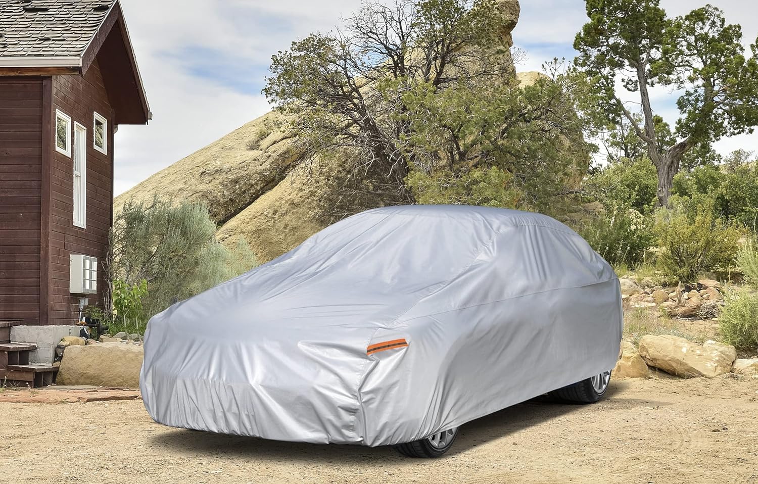 Car Cover Waterproof All Weather for Automobiles, Outdoor Full Cover Rain Sun UV Protection with Zipper Cotton, Size A2 3XL Universal Fit for Sedan (186-193 inch)