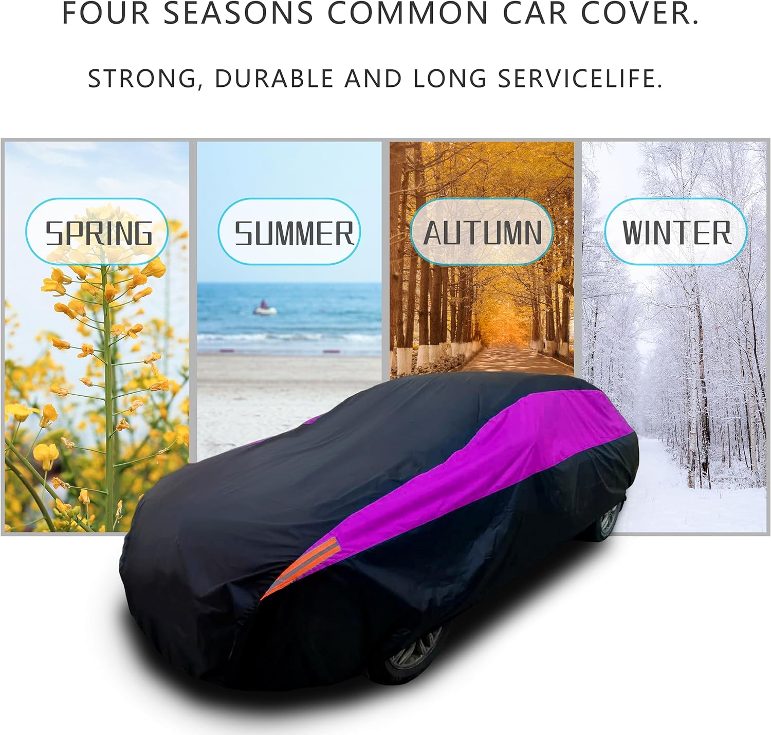 MORNYRAY Waterproof Car Cover All Weather Snowproof UV Protection Windproof Outdoor Full car Cover, Universal Fit for Sedan (Fit Sedan Length 194-206 inch, Blue)