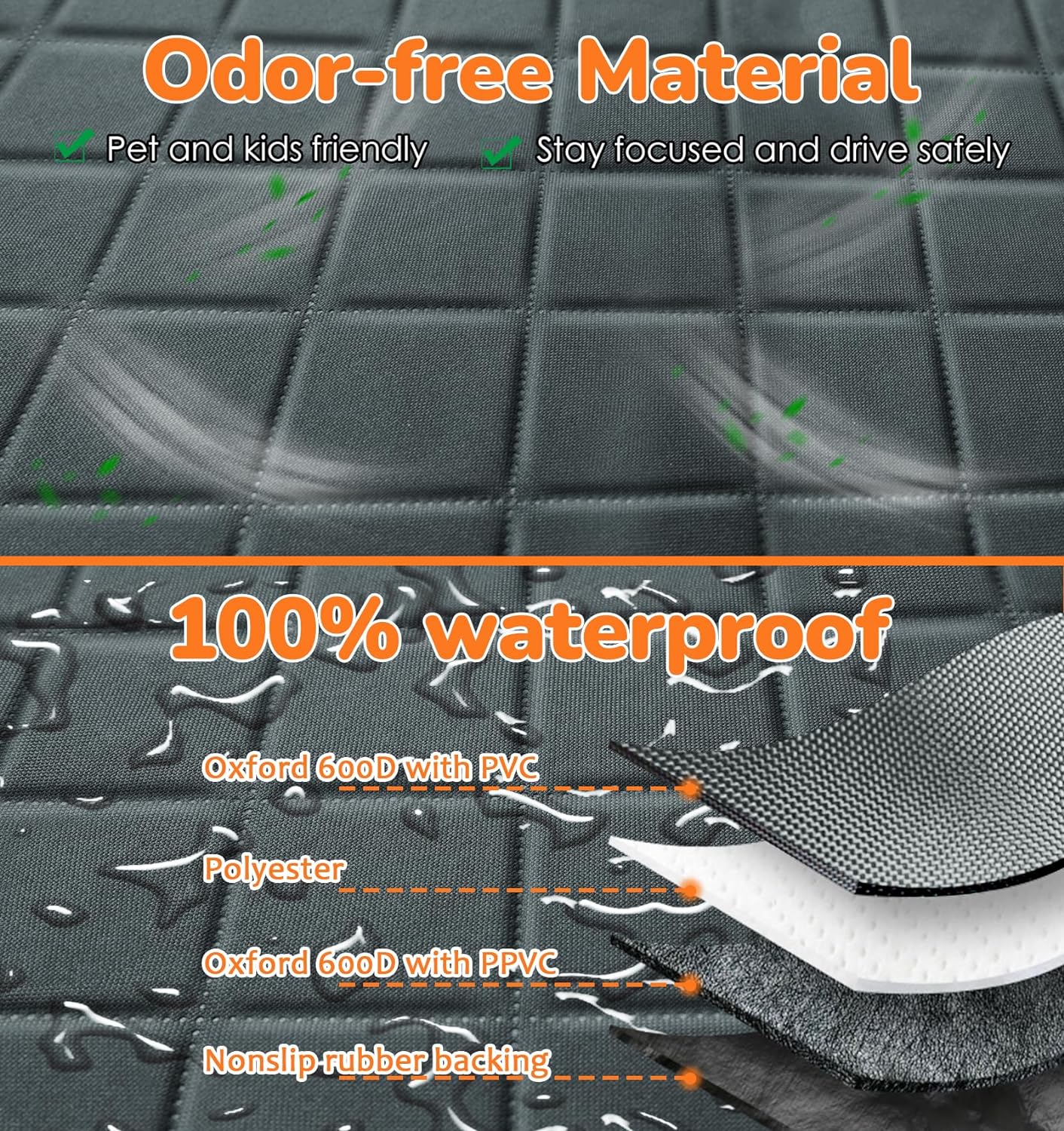 Dog Car Seat Cover for Pets 100% Waterproof Seat Cover Hammock 600D Heavy Duty Scratch Proof Nonslip Durable Soft Back Seat Covers for Cars Trucks and SUVs