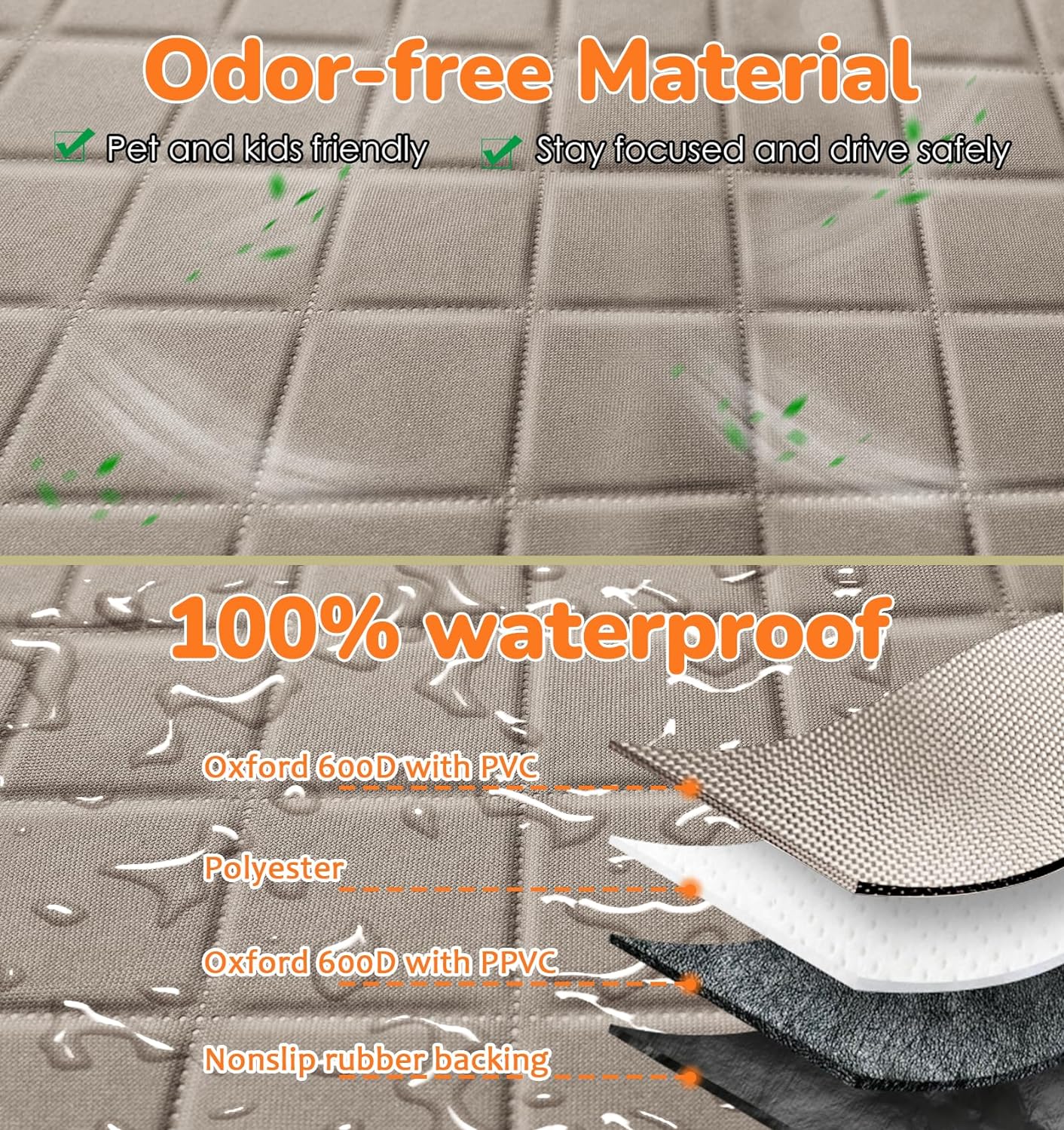 Dog Car Seat Cover for Pets 100% Waterproof Seat Cover Hammock 600D Heavy Duty Scratch Proof Nonslip Durable Soft Back Seat Covers for Cars Trucks and SUVs