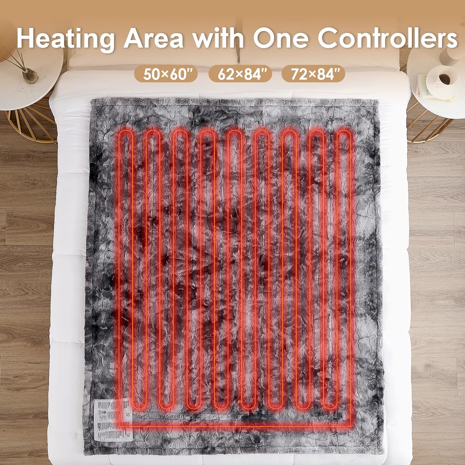  Electric Heated Blanket Throw Faux Fur, 10 Hours Auto Shut Off 6 Heating Levels Heating Blanket Throw, Soft Warm Heated Blanket Fast Heating Navy Blue, Faux Fur & Sherpa