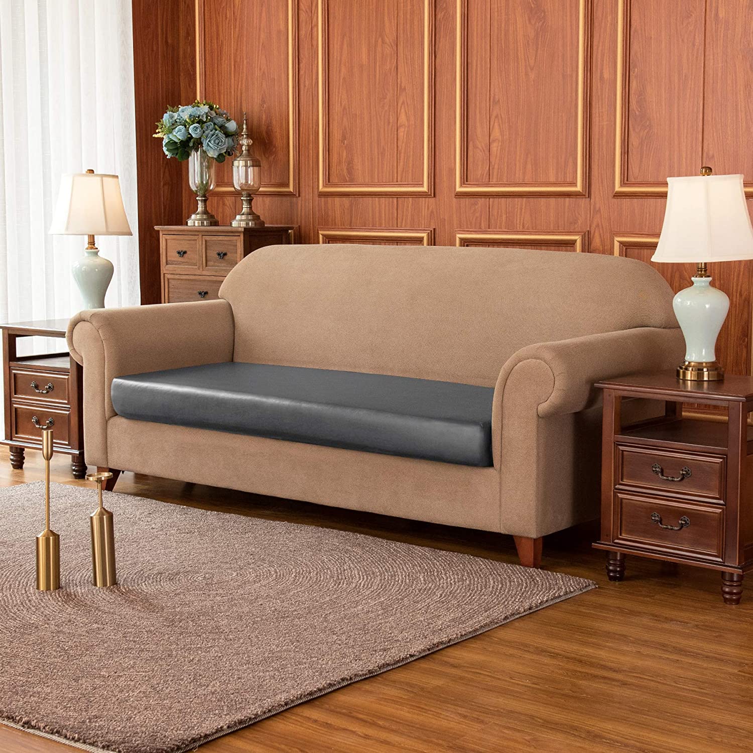 Thibault PU Leather Stretch Sofa Cushion Cover