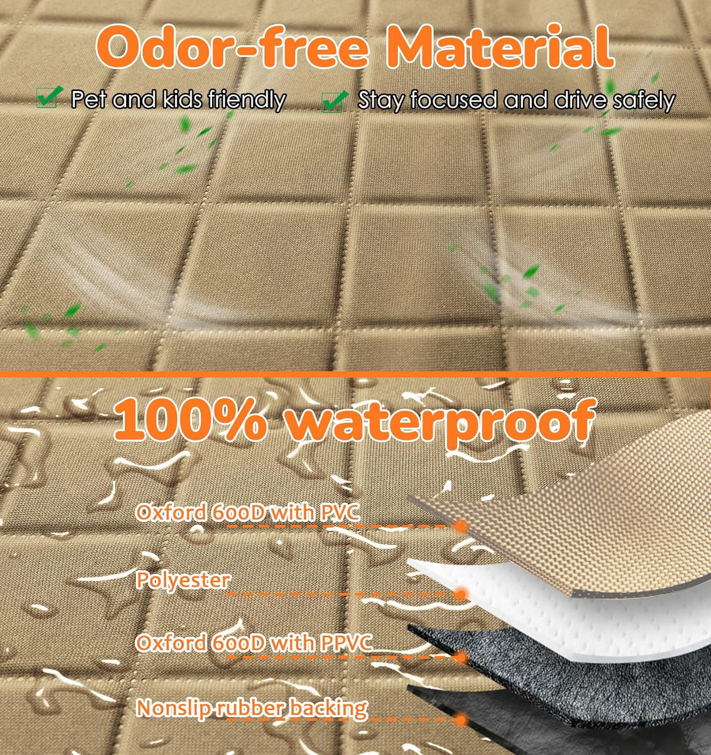 Dog Car Seat Cover for Pets 100% Waterproof Seat Cover Hammock 600D Heavy Duty Scratch Proof Nonslip Durable Soft Back Seat Covers for Cars Trucks and SUVs