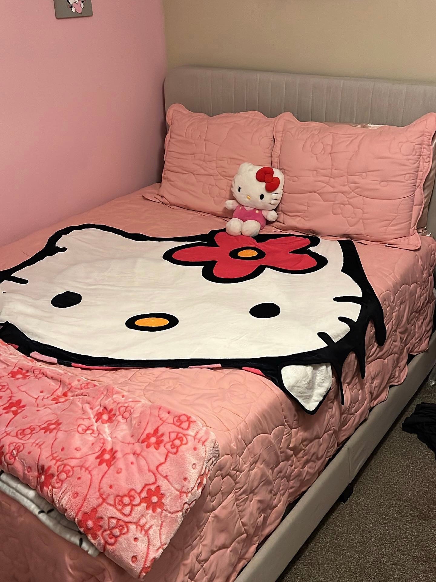 Hellokitty Shape Blanket Flannel Throw Blanket Cute Blanket Lightweight Super Soft Cozy for Bed Kids Adult Gift