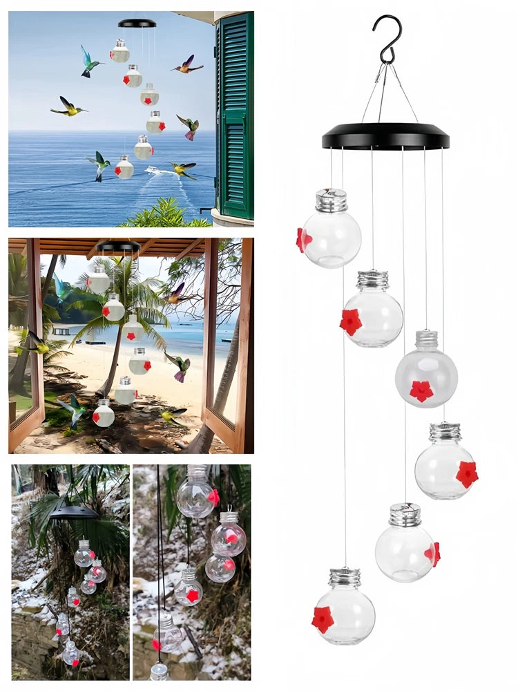 Charming Hummingbird Feeders with Wind Chimes - Ant and Bee Proof 2024 New Outdoor Bird Feeders