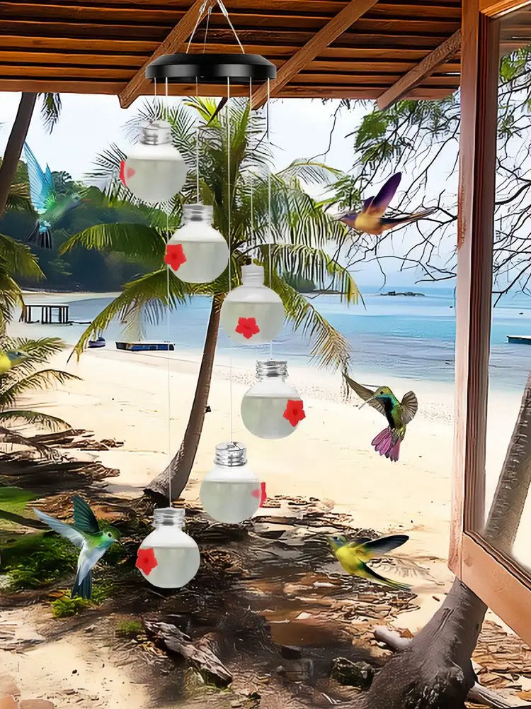 Charming Hummingbird Feeders with Wind Chimes - Ant and Bee Proof 2024 New Outdoor Bird Feeders