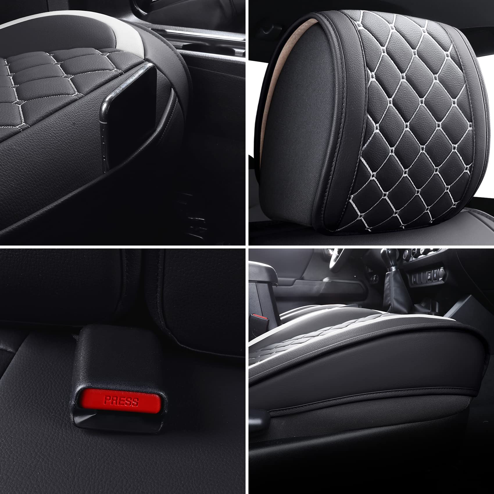 Seat Covers Full Set Durable Waterproof Leather for  Pickup Truck Fit for Toyota Tacoma 2005 to 2023