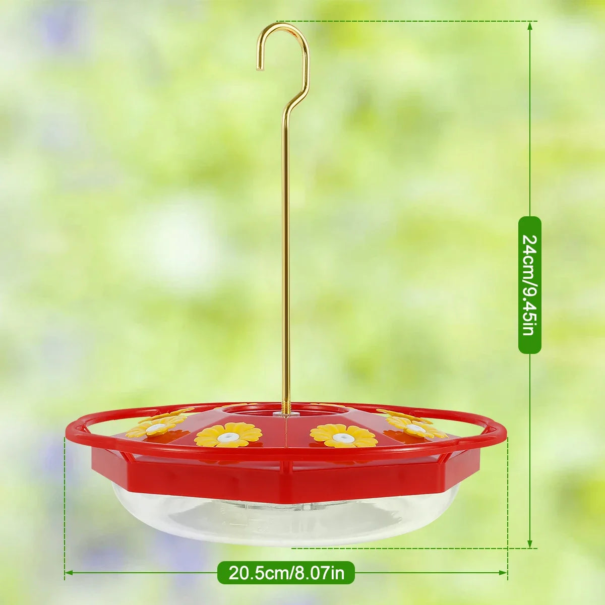 Flower-Shaped Hummingbird Feeder - 8 Feeding Ports Ant and Bee Proof Outdoor Garden