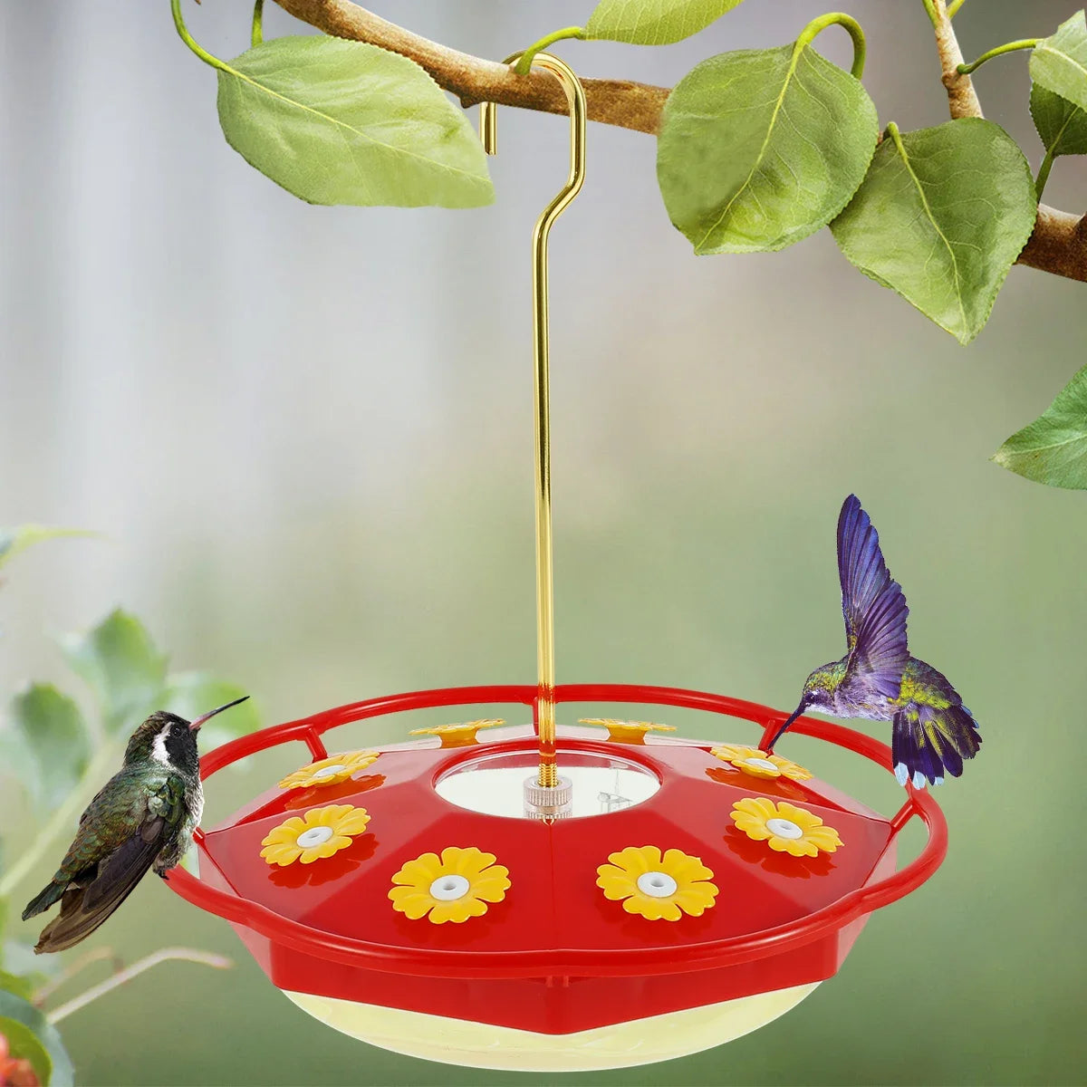 Flower-Shaped Hummingbird Feeder - 8 Feeding Ports Ant and Bee Proof Outdoor Garden