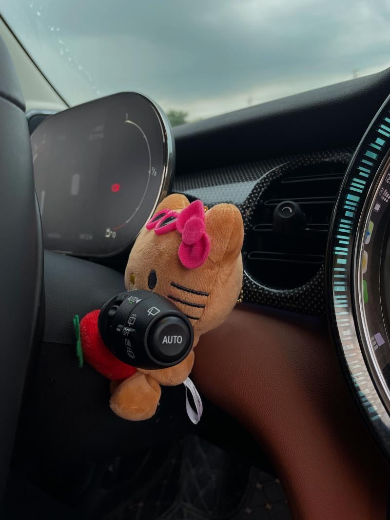 Tan Hellokitty Plush Toy for Windshield Wiper Gear Lever Wiper Shift Grip Ornament Car Accessories