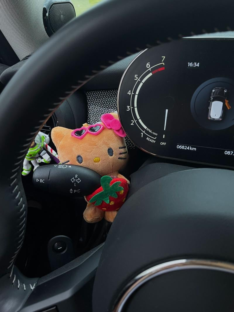 Tan Hellokitty Plush Toy for Windshield Wiper Gear Lever Wiper Shift Grip Ornament Car Accessories