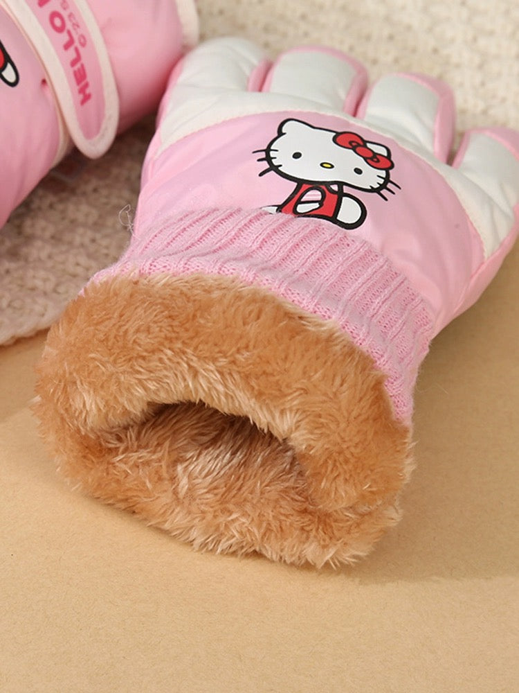 Hellokitty Winter Snow Gloves Waterproof Ski Gloves Warm Windproof Gloves