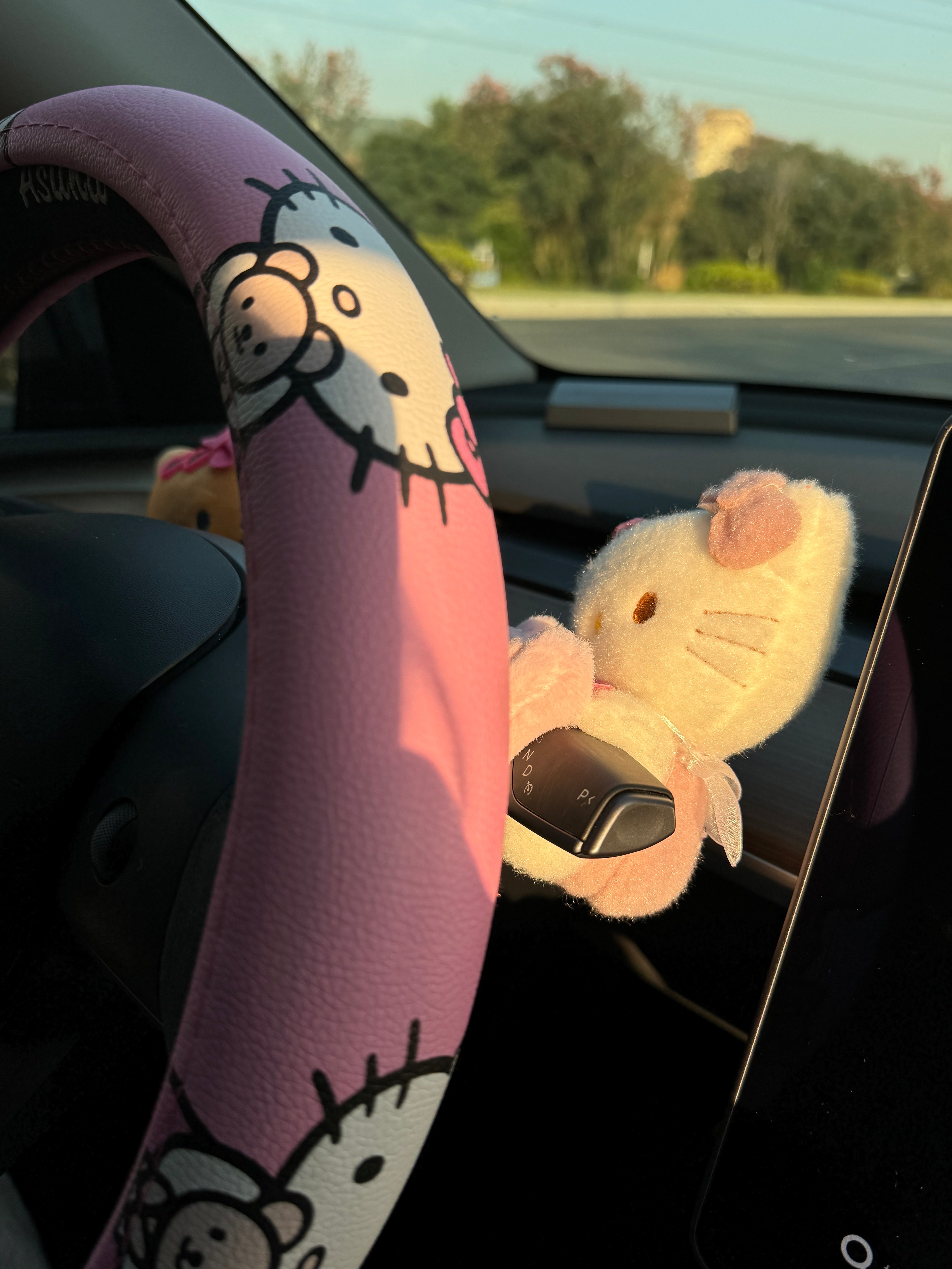 Hellokitty Barbie Girl Pink Plush Toy for Windshield Wiper Gear Lever Wiper Shift Grip Ornament Car Accessories