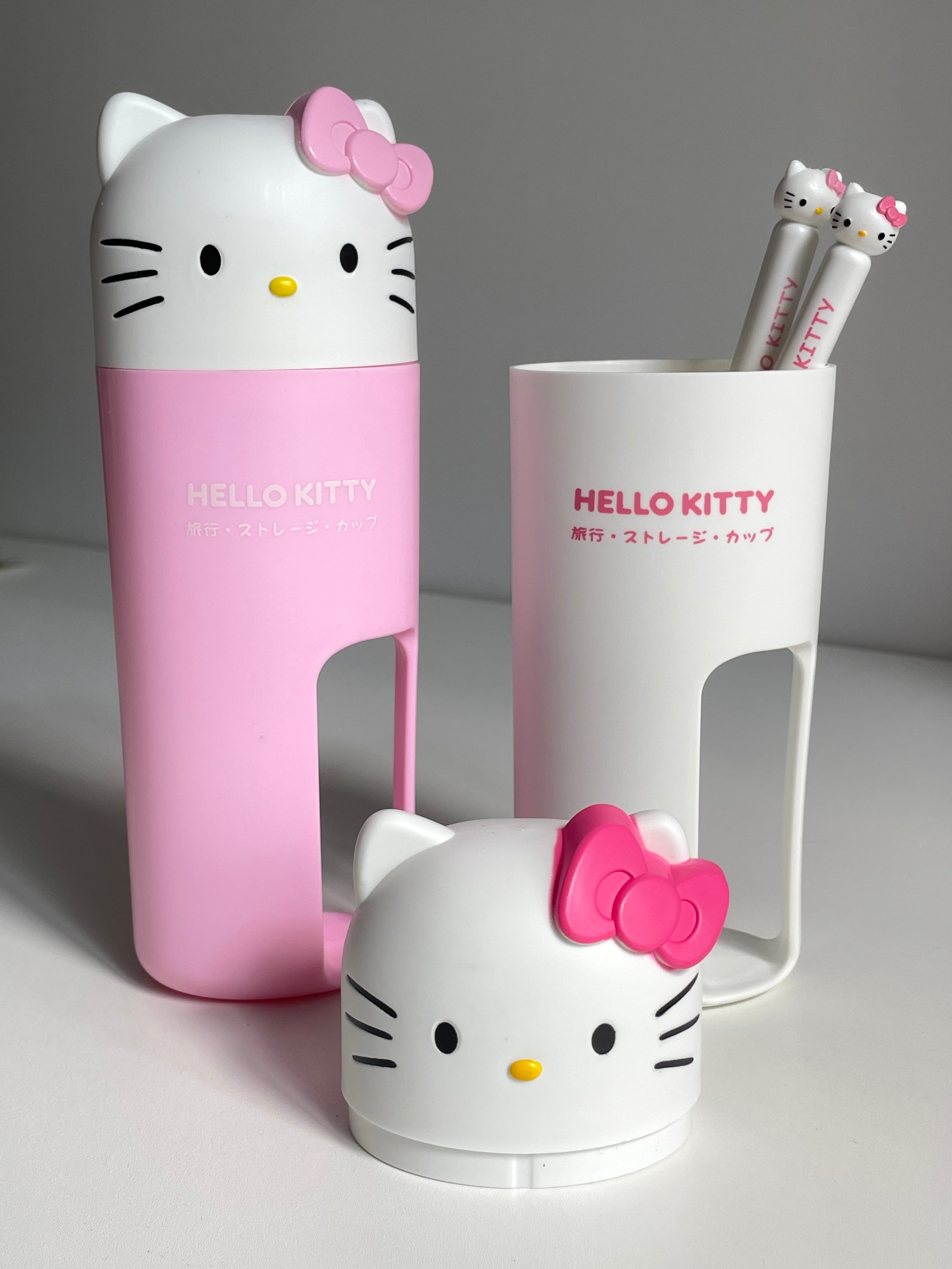 Hellokitty Travel Toothbrush Cup 2 Toothbrush Included Portable Business Trips Wash Cup Holder Travel Toothpaste Holder Organizer