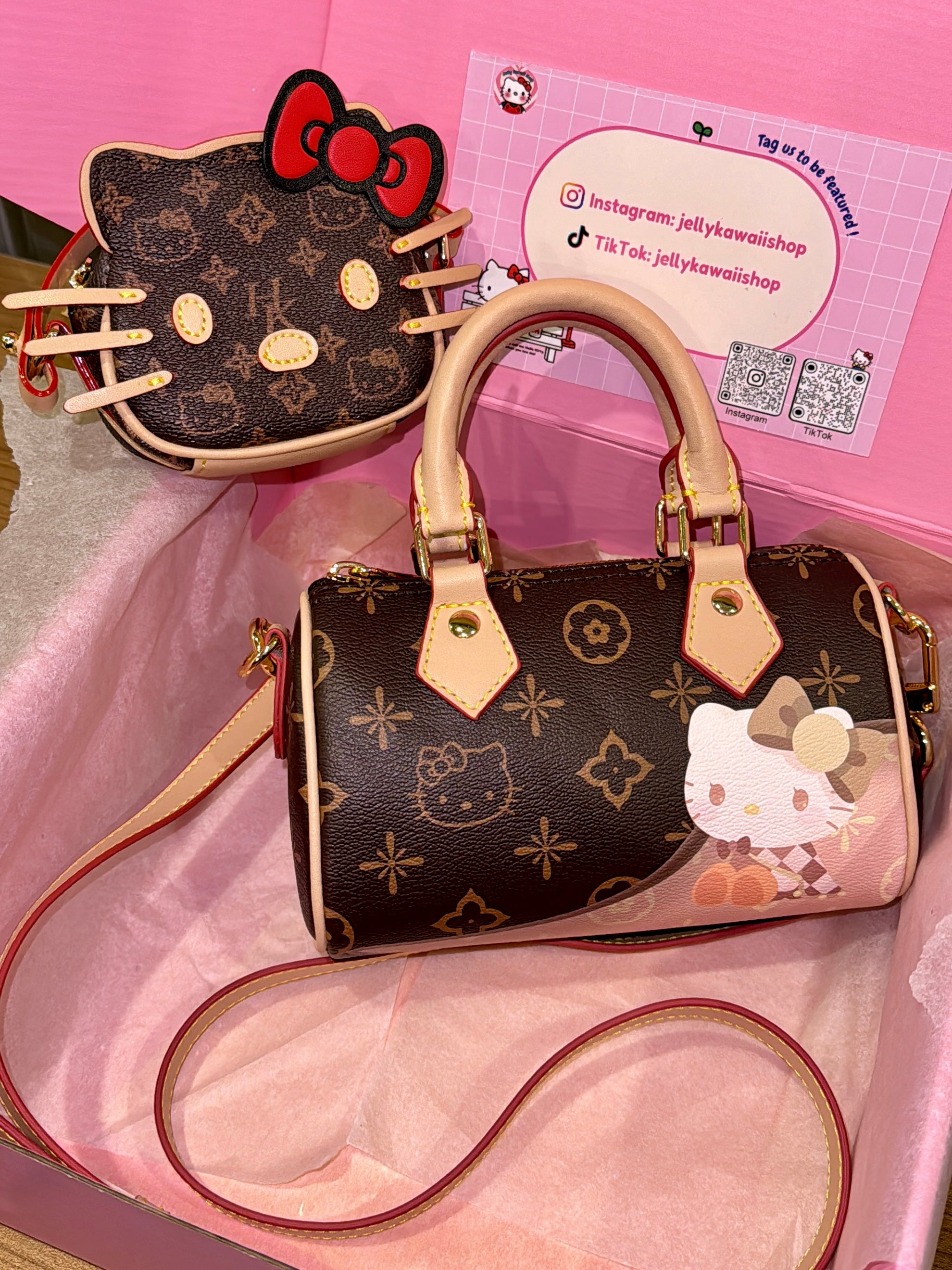 Hellokitty Mini Purse Bag Mini Top Handle Clutch Crossbody Handbag Mini Cute Purse Lipstick Bag Ladies Accessories Gift