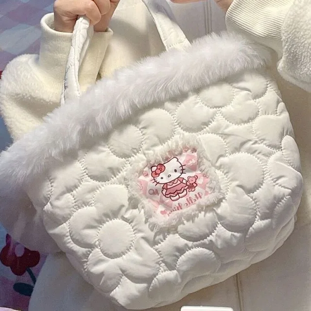 Kawaii Hello Kitty Handbag Y2K Cartoon Anime Plush Underarm Bag Student Handbag High Capacity Kawaii Girl Gift Heart