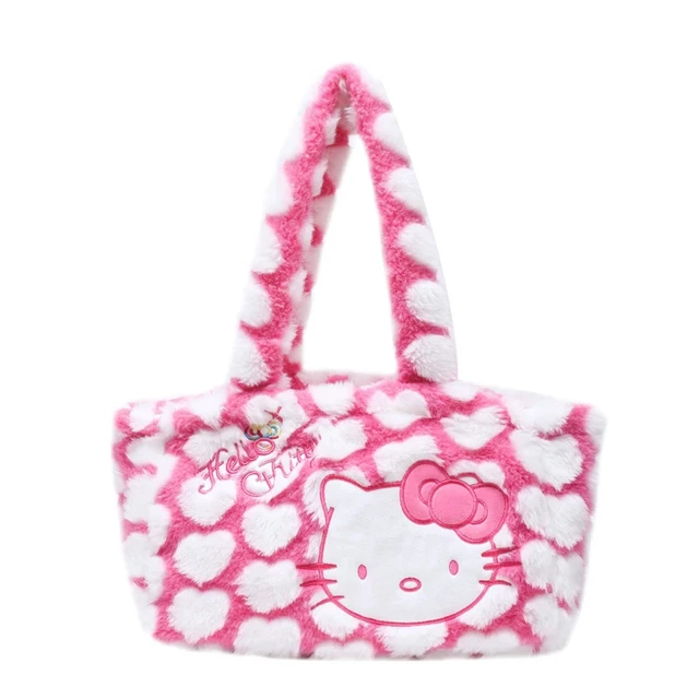 Kawaii Hello Kitty Handbag Y2K Cartoon Anime Plush Underarm Bag Student Handbag High Capacity Kawaii Girl Gift Heart